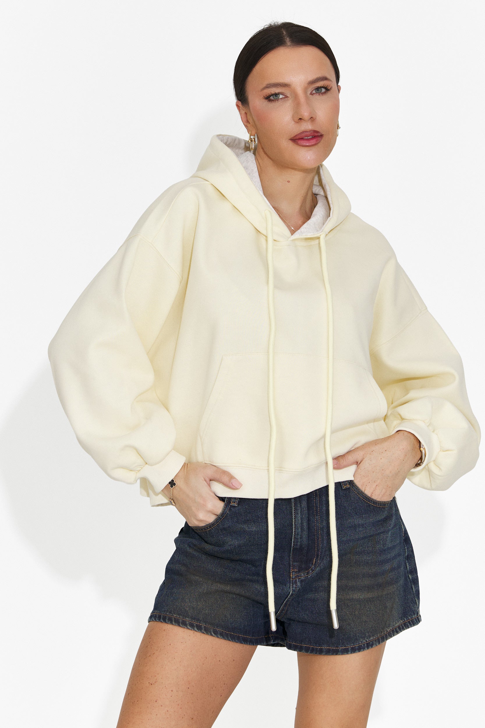 Loravia Bogas Lazac Sárga Női Kapucnis Pulóver