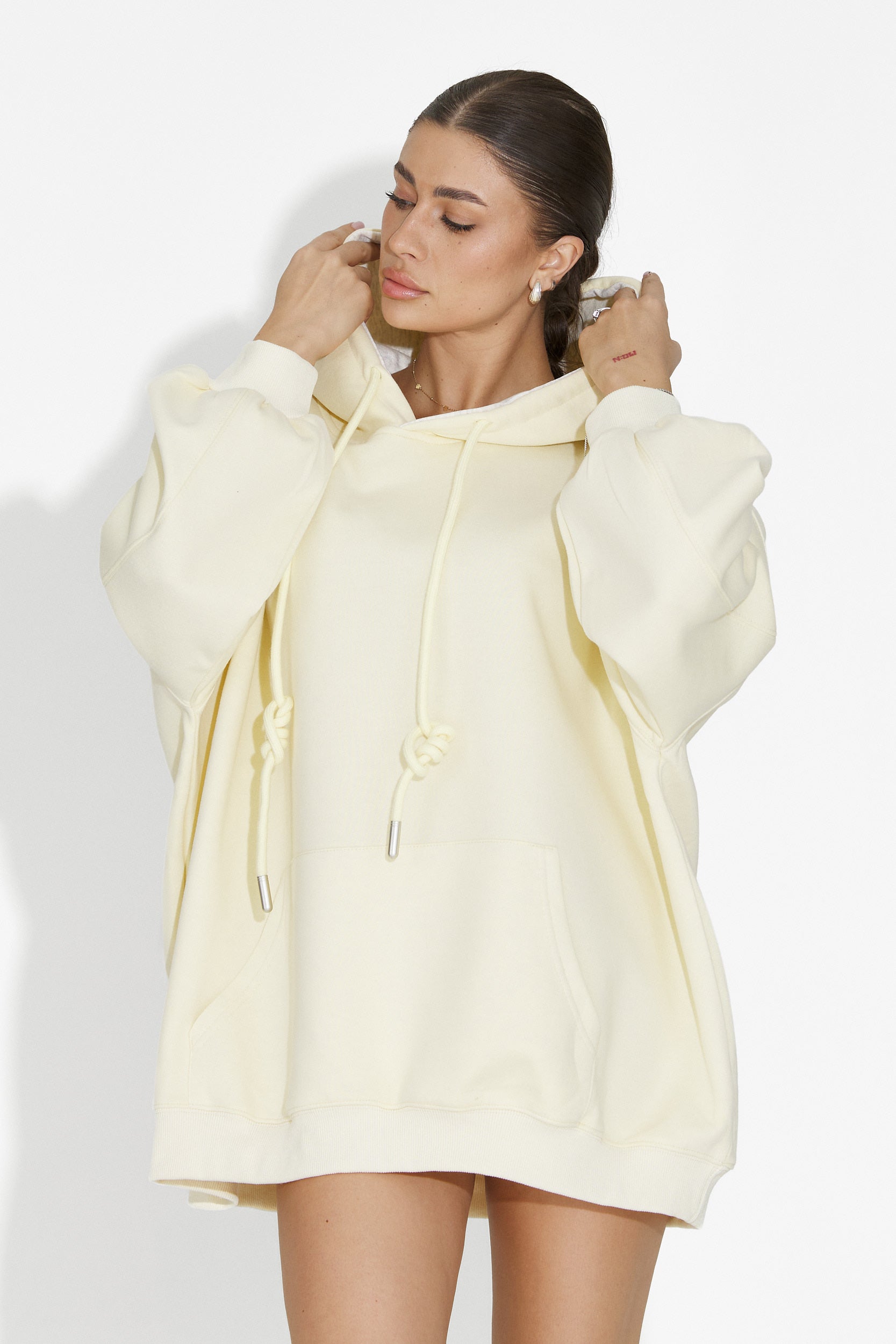 Noblesa Bogas Casual Sárga Női Kapucnis Pulóver