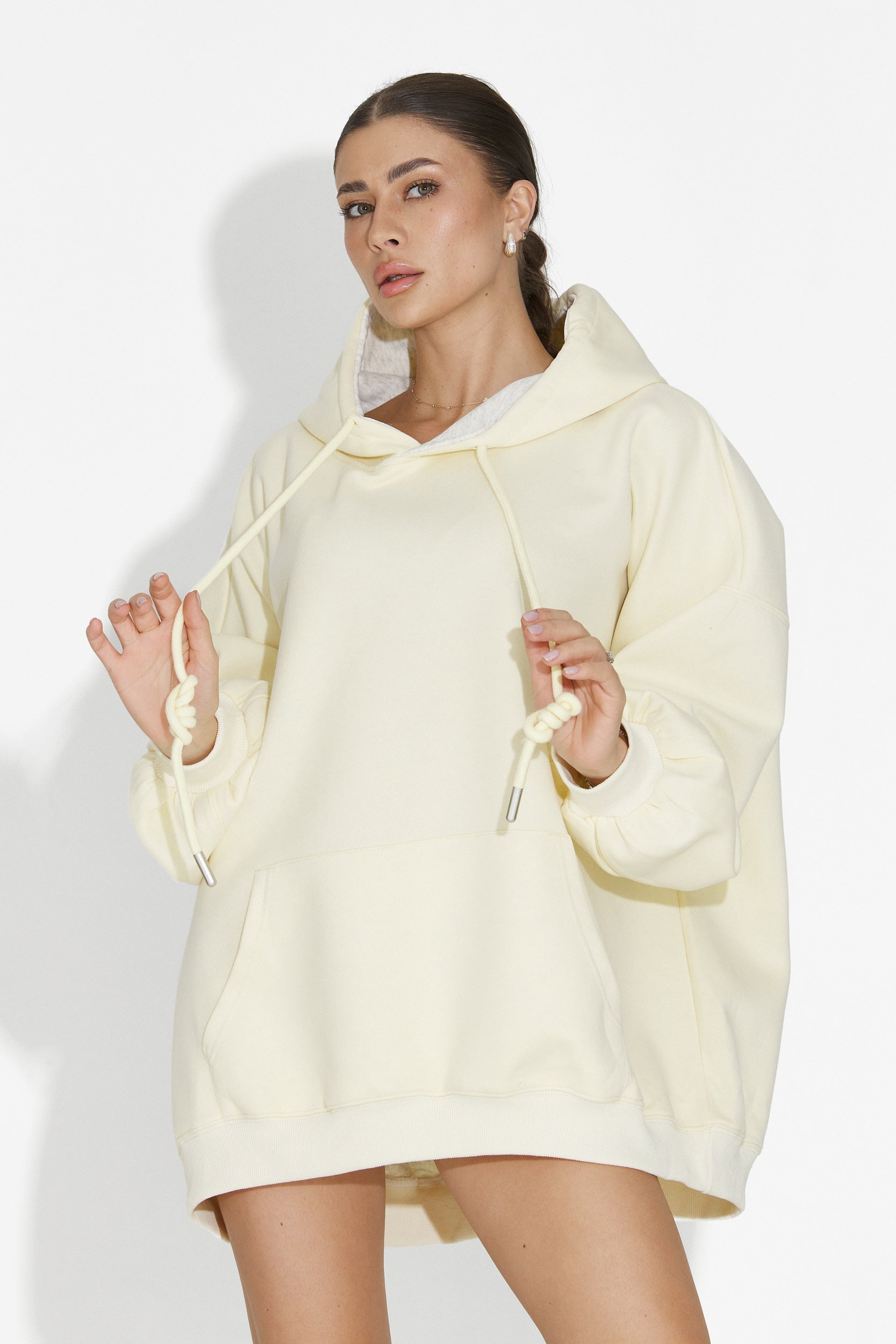 Noblesa Bogas Casual Sárga Női Kapucnis Pulóver