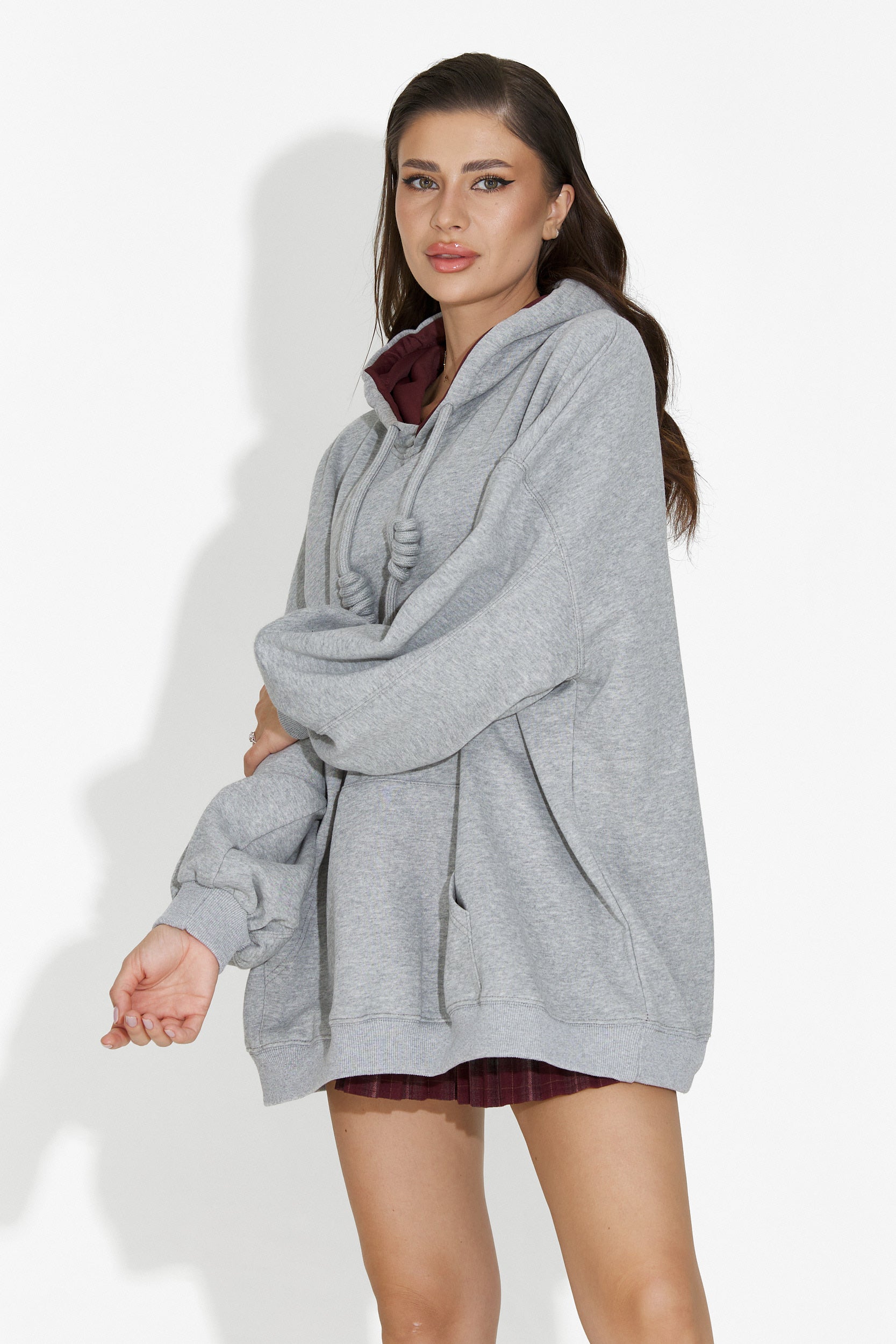 Noblesa Bogas Sötétszürke Női Hétköznapi Kapucnis Pulóver