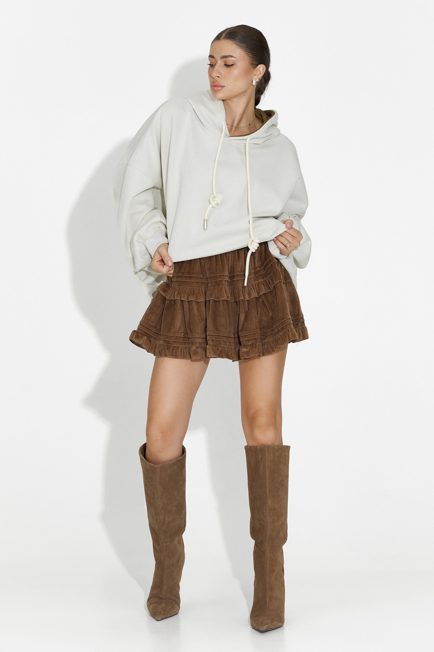 Noblesa Bogas Kényelmes Khaki Női Kapucnis Pulóver