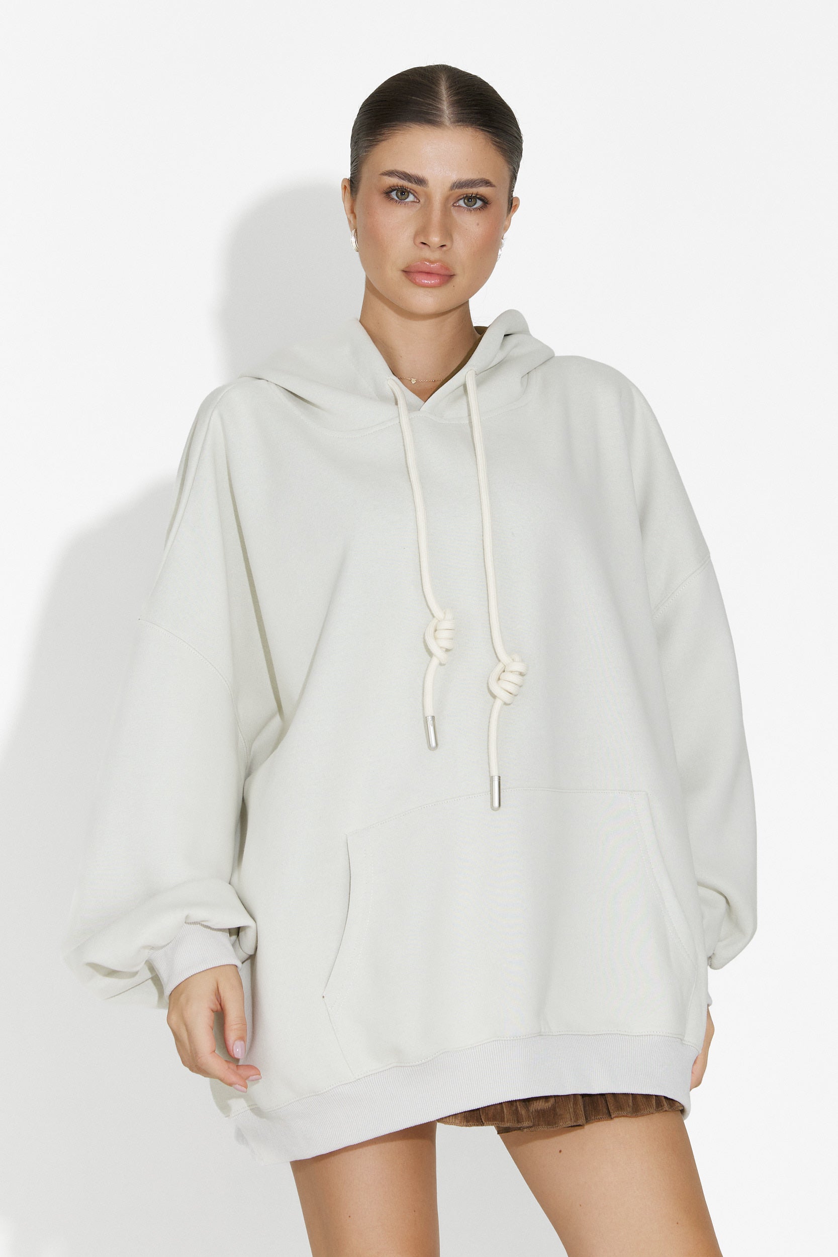 Noblesa Bogas Kényelmes Khaki Női Kapucnis Pulóver