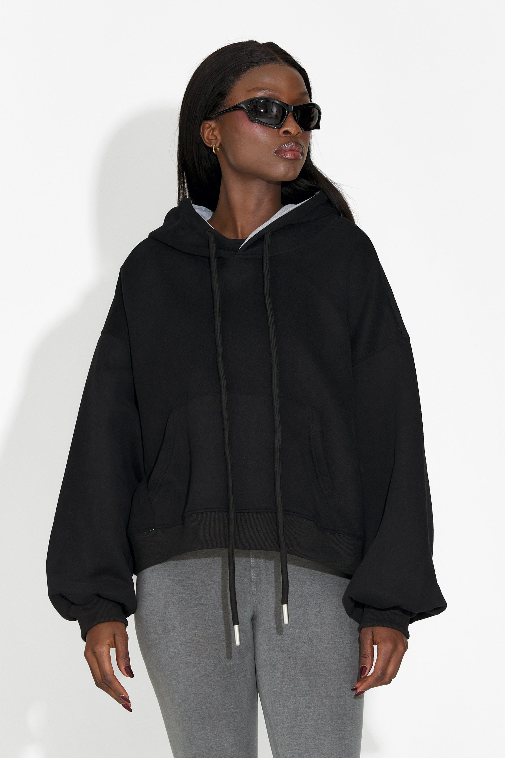 Loravia Bogas Hétköznapi Fekete Női Kapucnis Pulóver