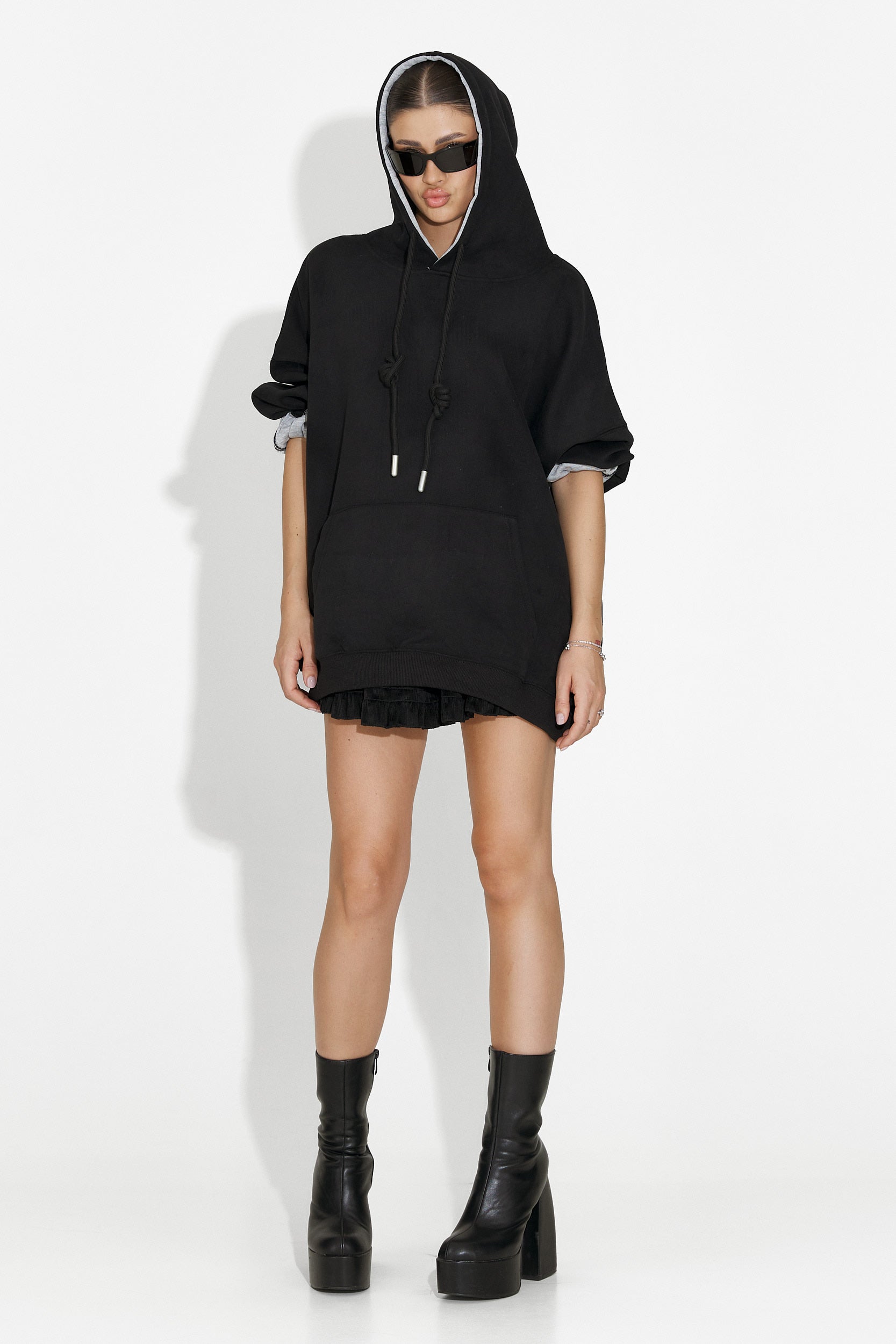 Noblesa Bogas Casual Fekete Női Kapucnis Pulóver