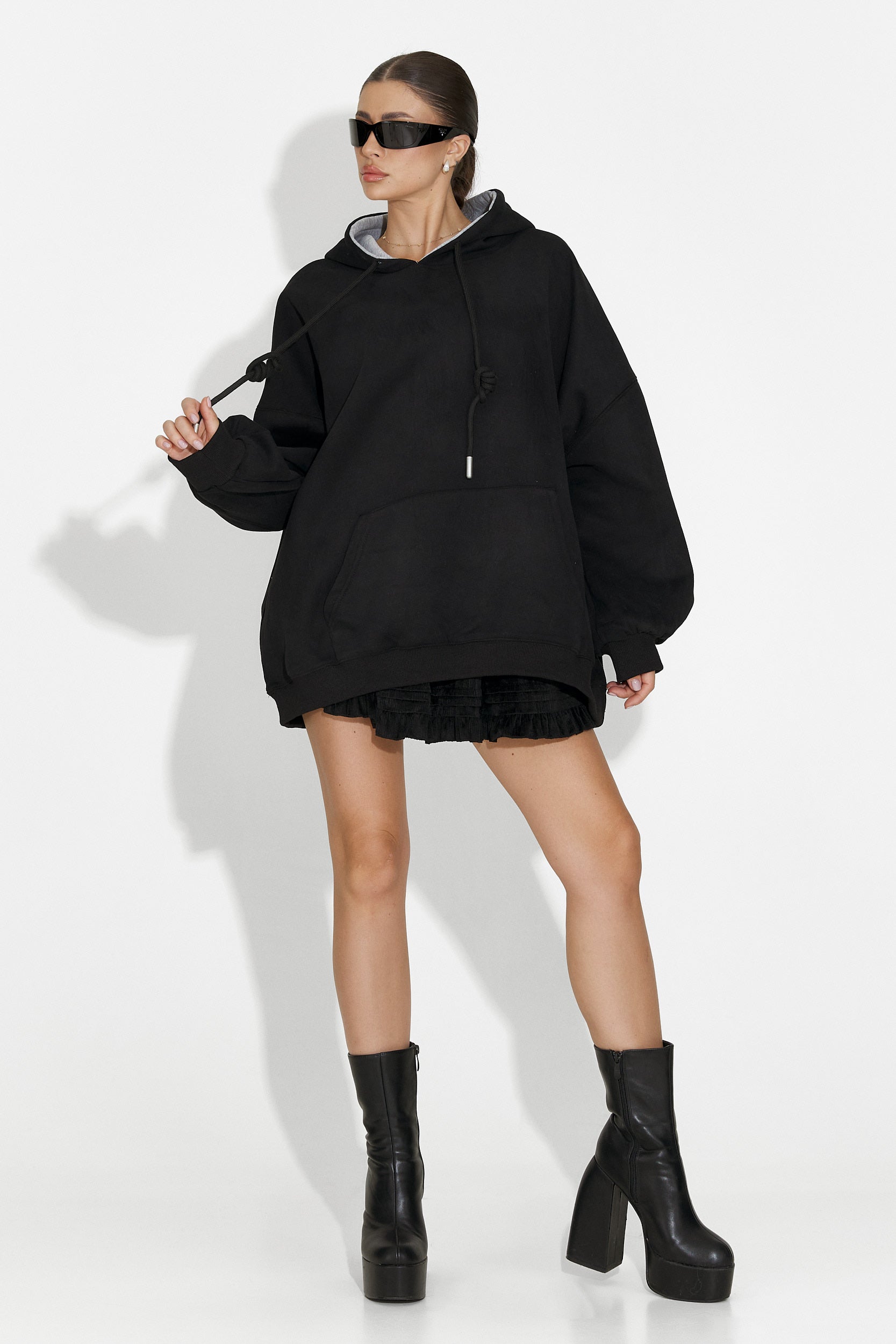 Noblesa Bogas Casual Fekete Női Kapucnis Pulóver