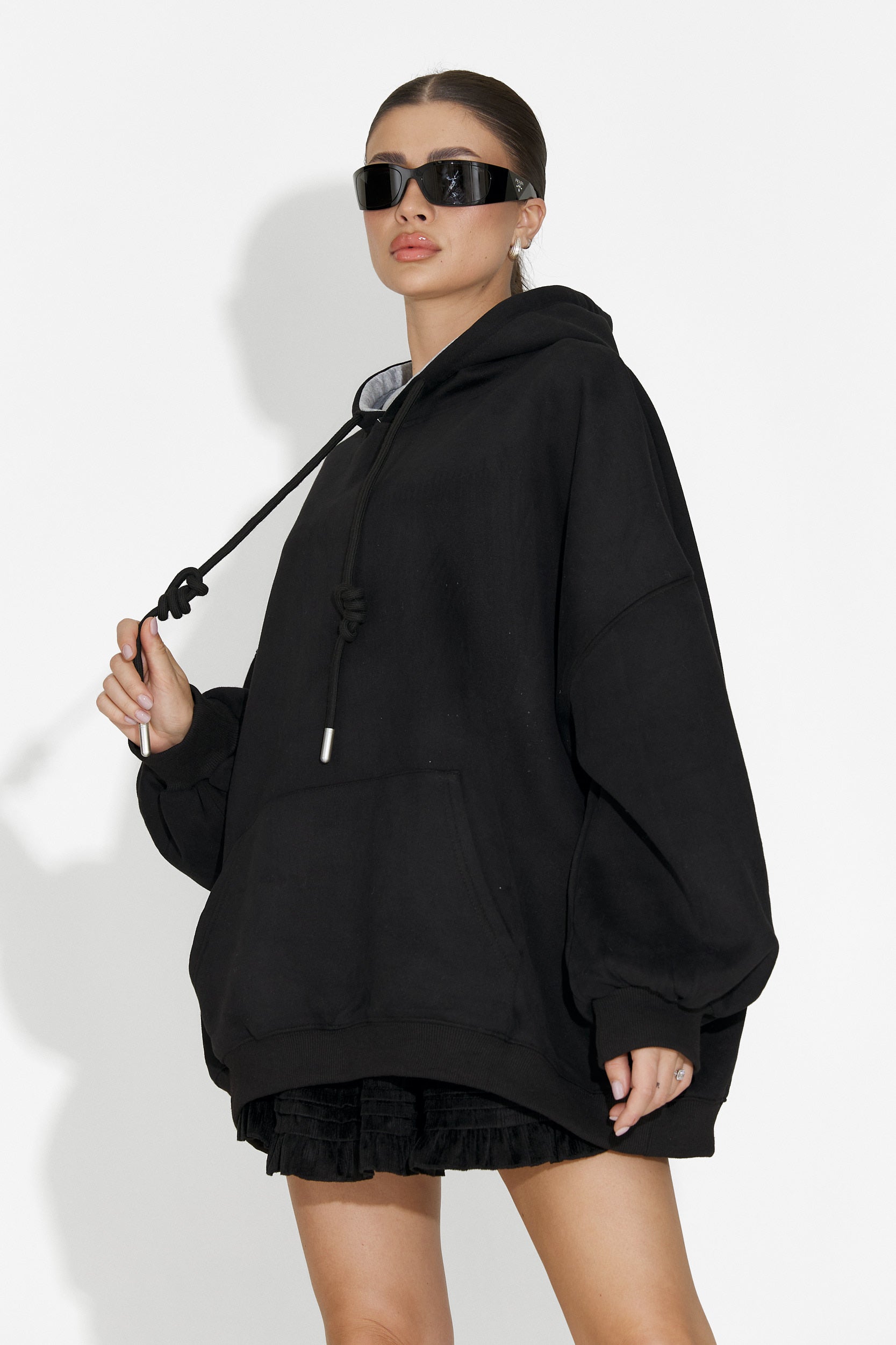 Noblesa Bogas Casual Fekete Női Kapucnis Pulóver