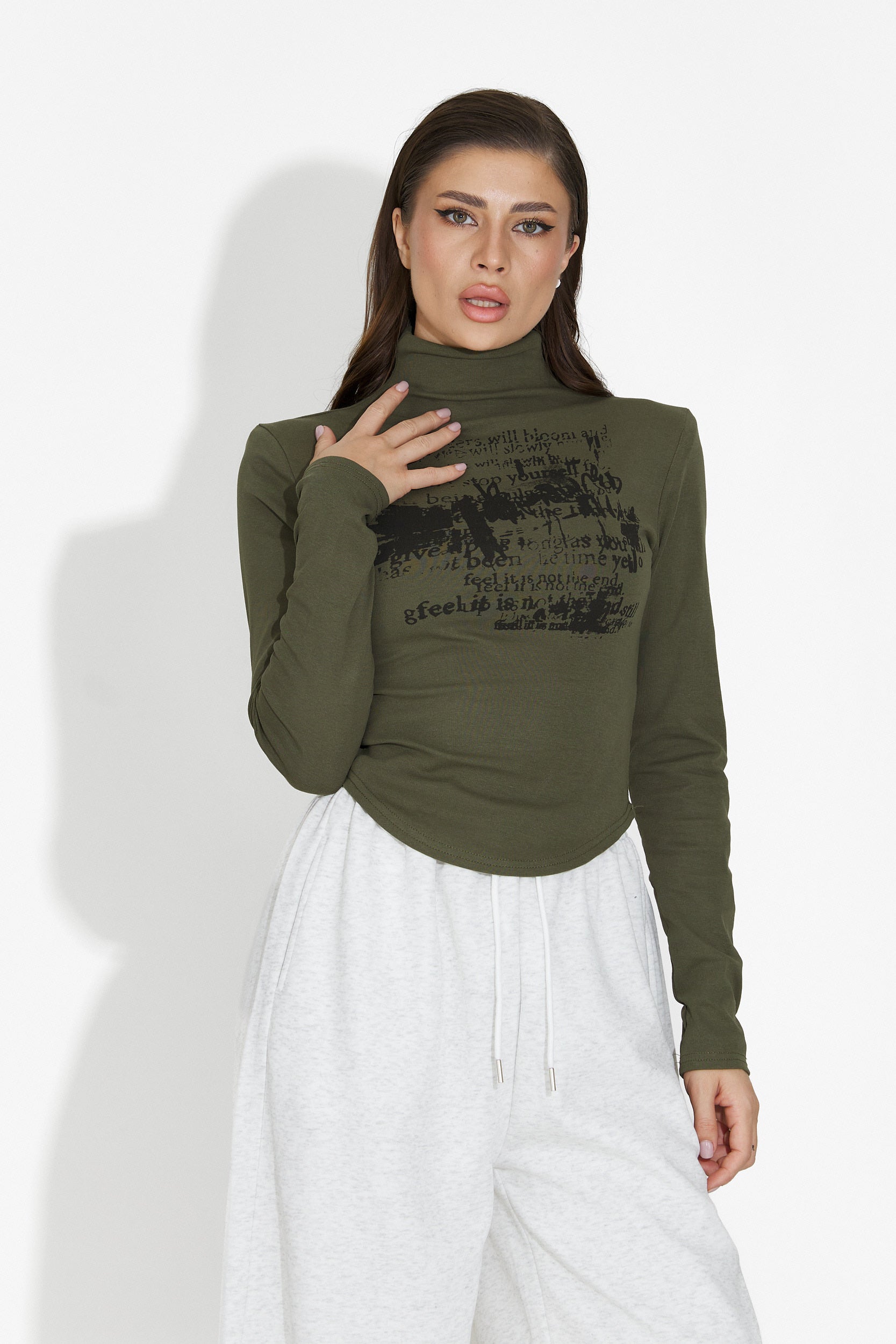 Fenalya Bogas Hétköznapi Khaki Női Pulóver