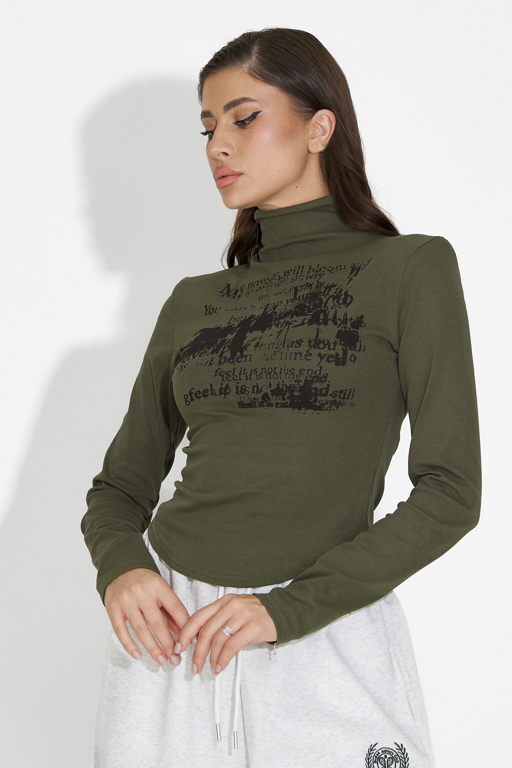 Fenalya Bogas Hétköznapi Khaki Női Pulóver