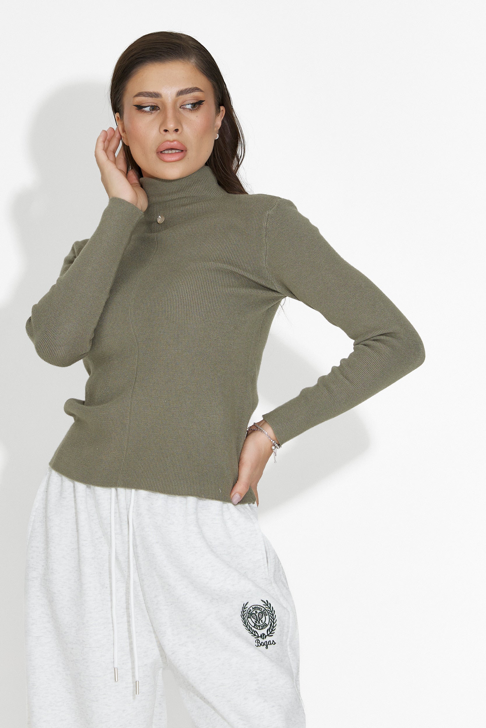 Laza Khaki Női Pulóver Invera Bogas