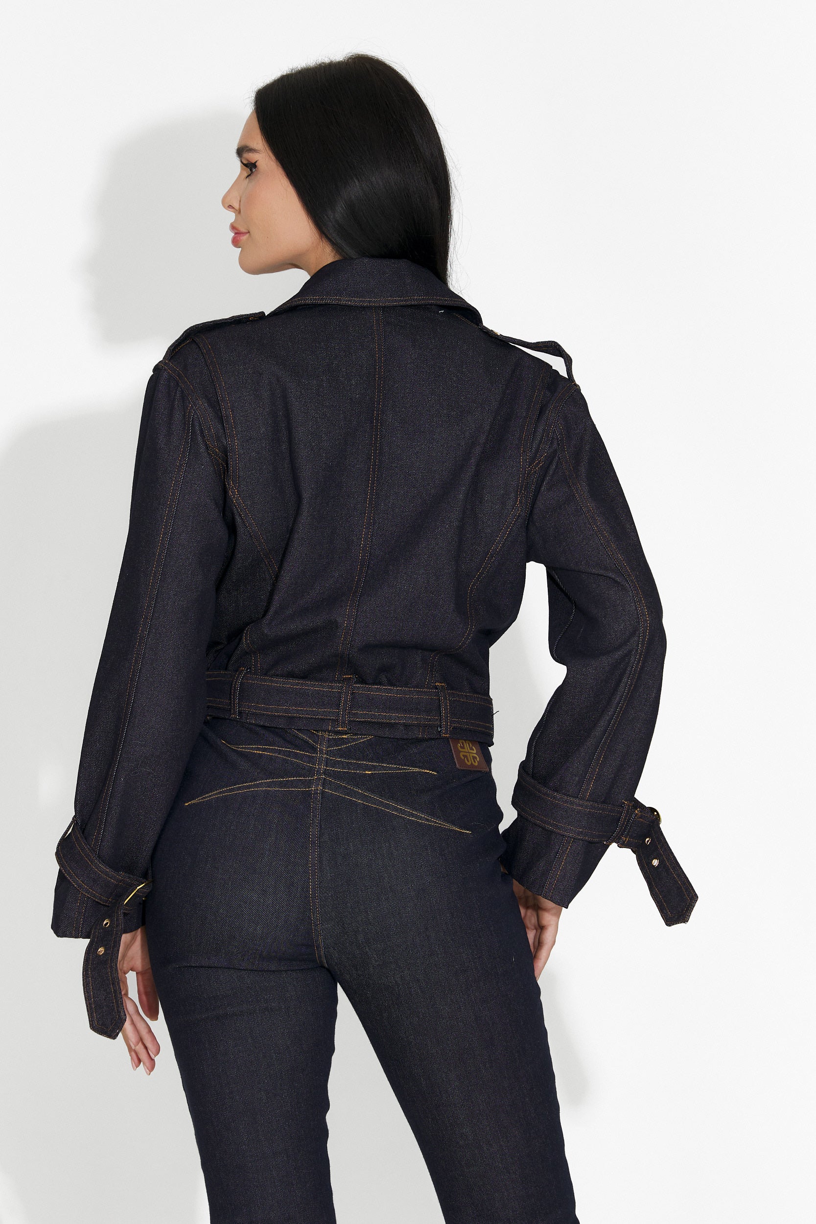 Renatia Bogas Tengerészkék Hétköznapi Női Farmerkabát