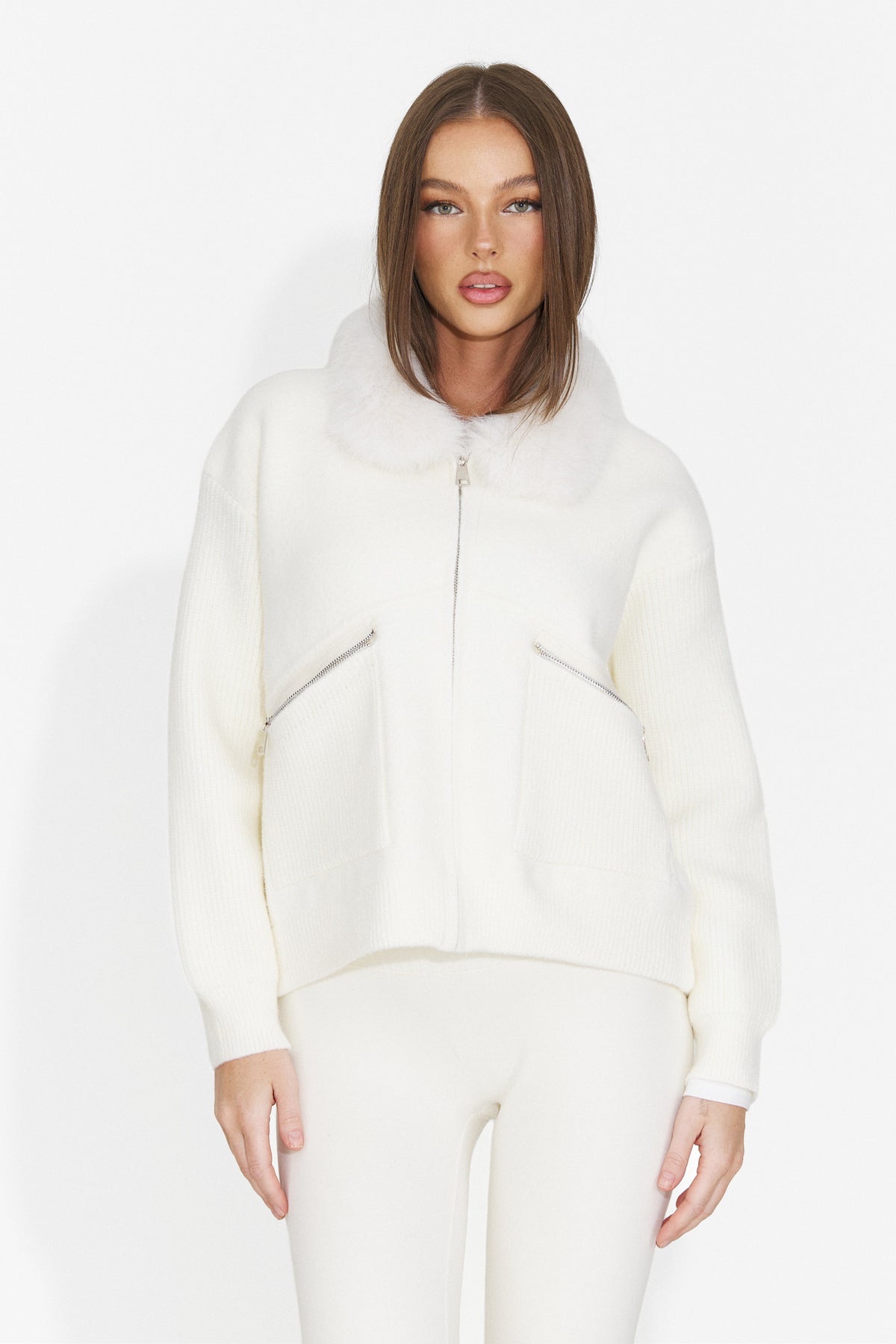 Jacheta casual crem Luzlea Bogas