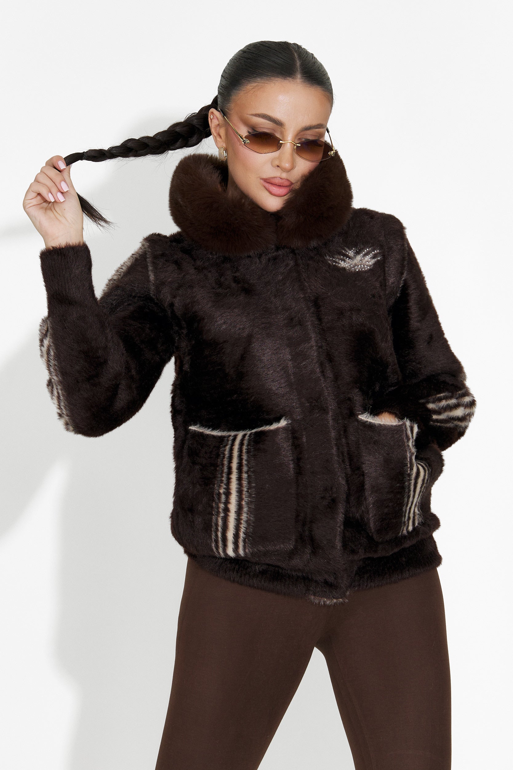 Valoria Bogas Casual Női Kabát 2 Oldalas Barna Bézs