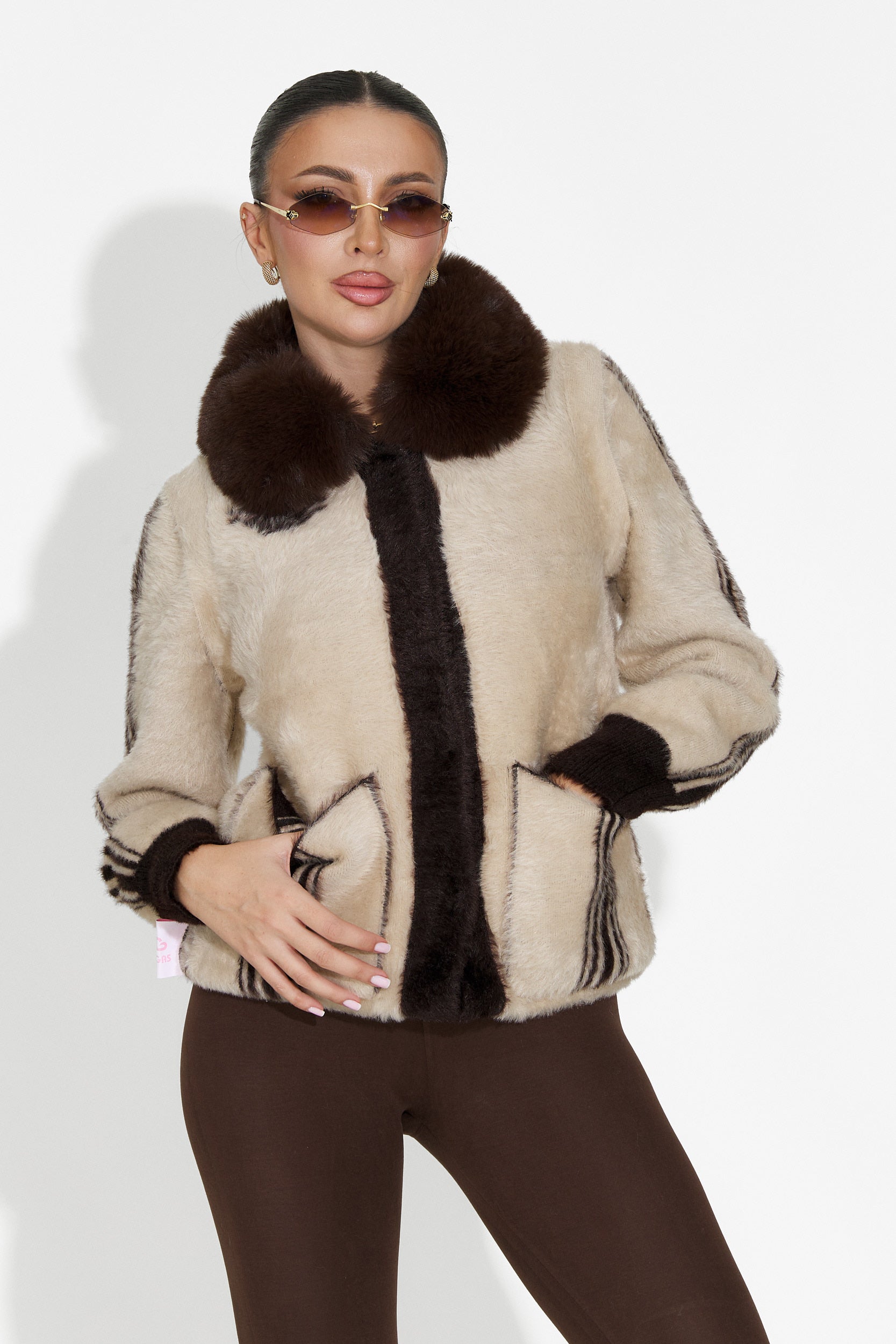 Valoria Bogas Casual Női Kabát 2 Oldalas Barna Bézs