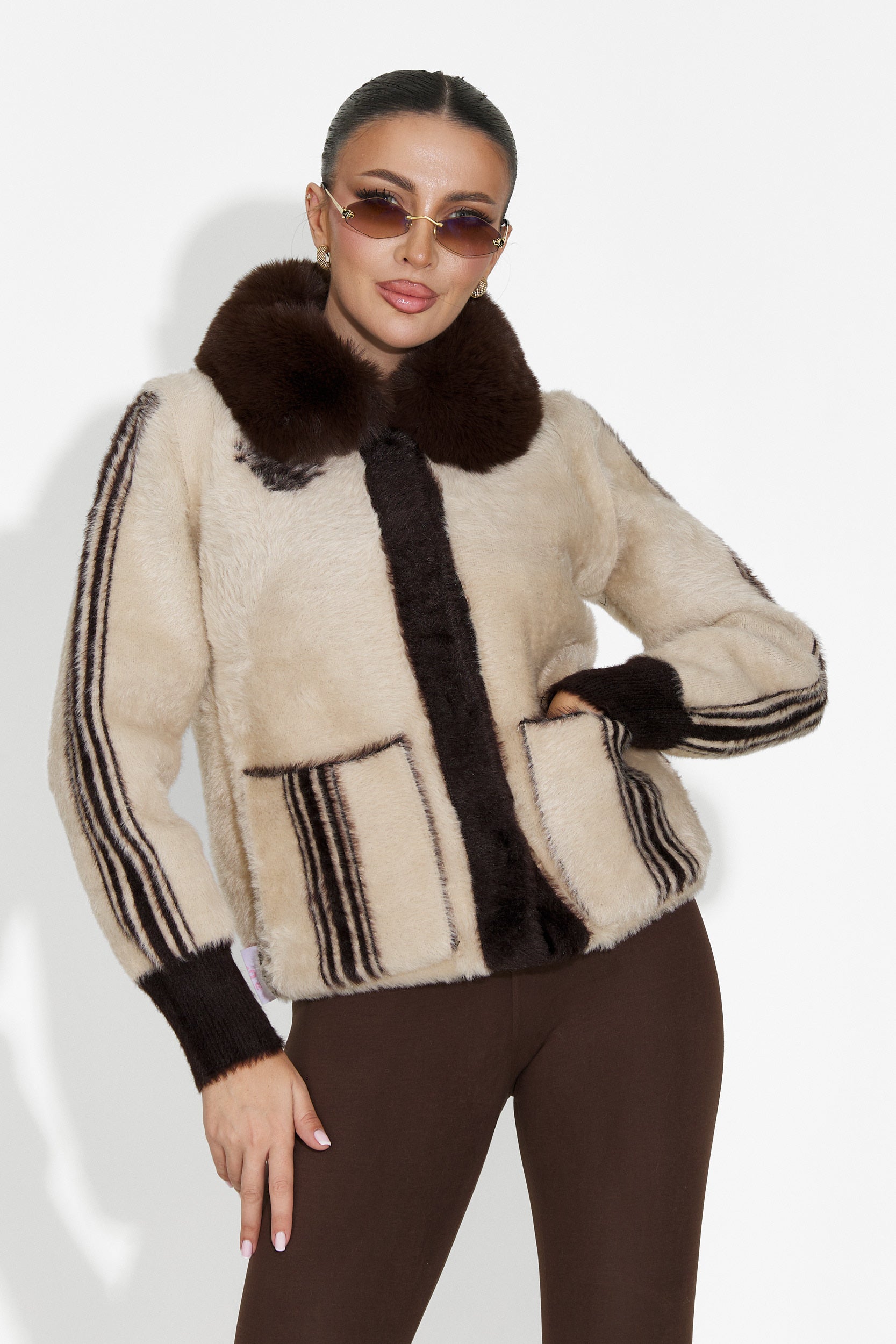 Valoria Bogas Casual Női Kabát 2 Oldalas Barna Bézs