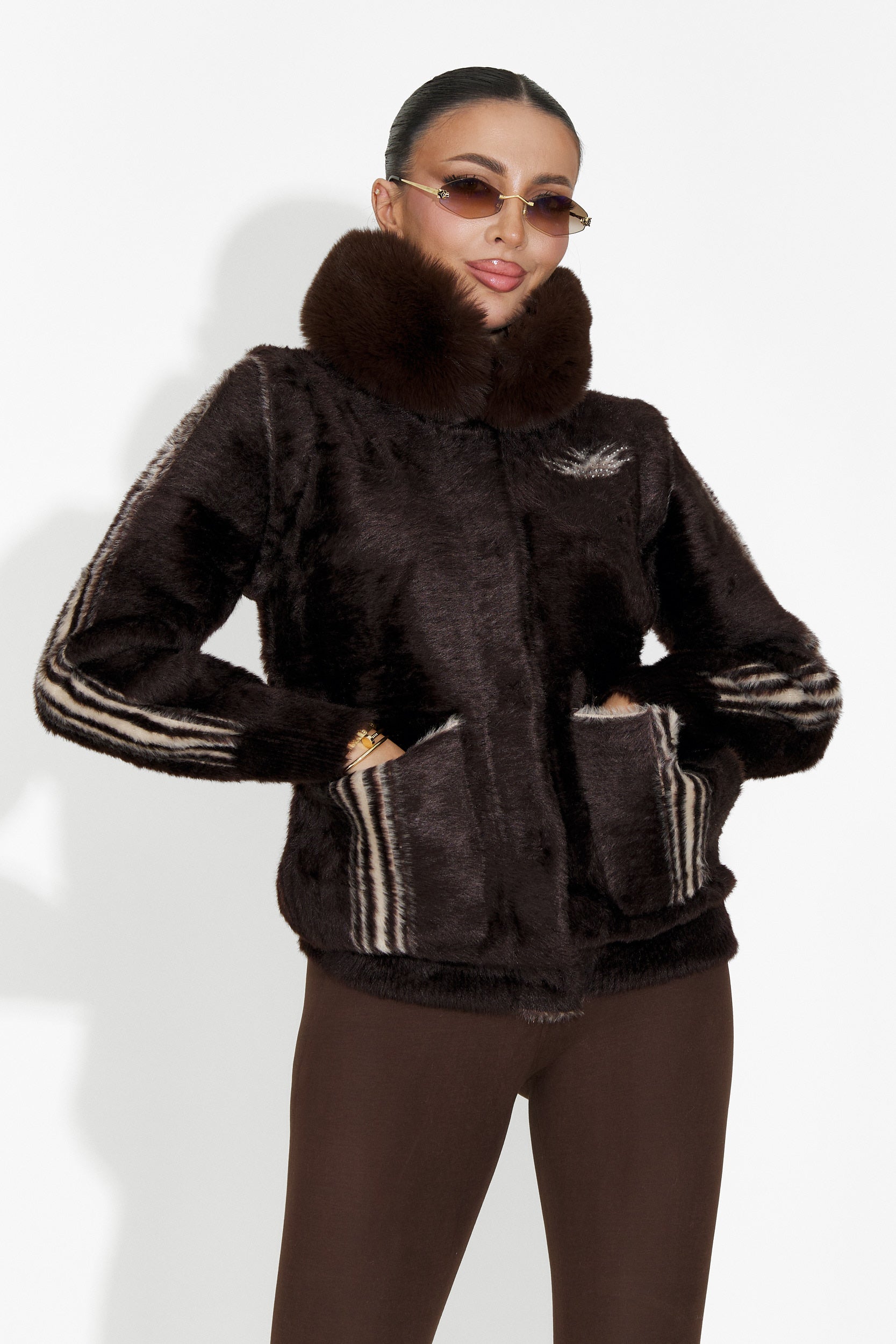 Valoria Bogas Casual Női Kabát 2 Oldalas Barna Bézs