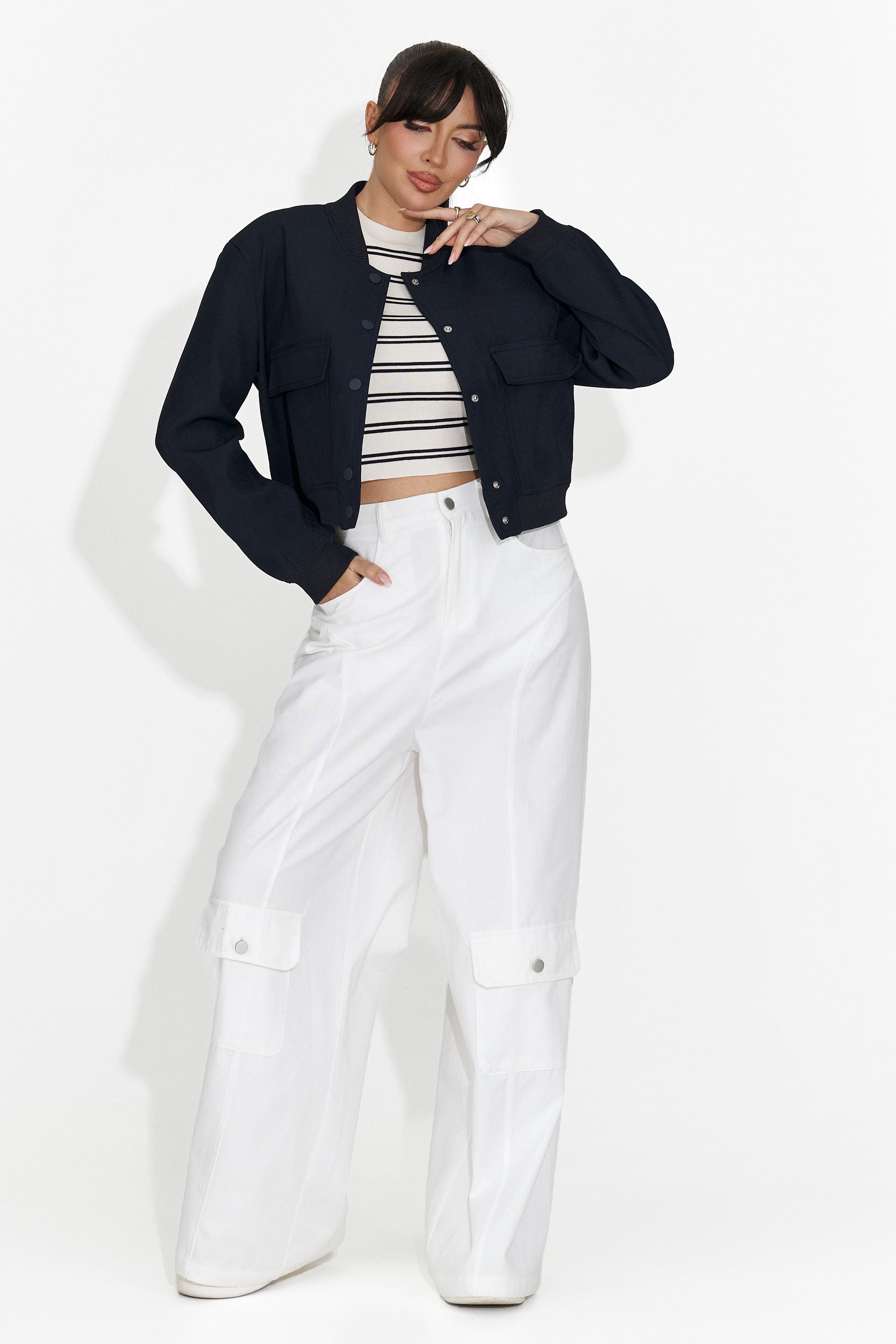 Női alkalmi sötétkék dzseki Cataleia Bogas