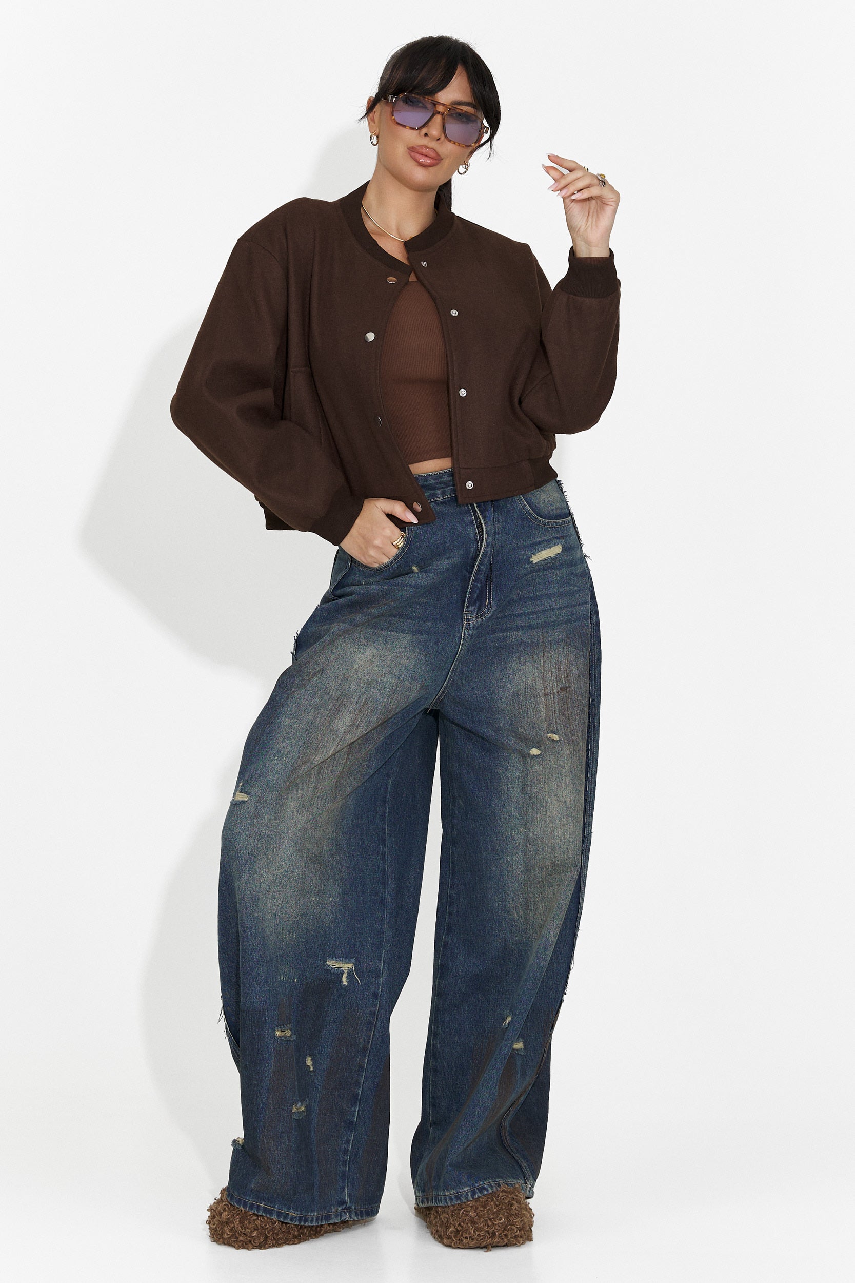 Női barna hétköznapi dzseki Gineta Bogas