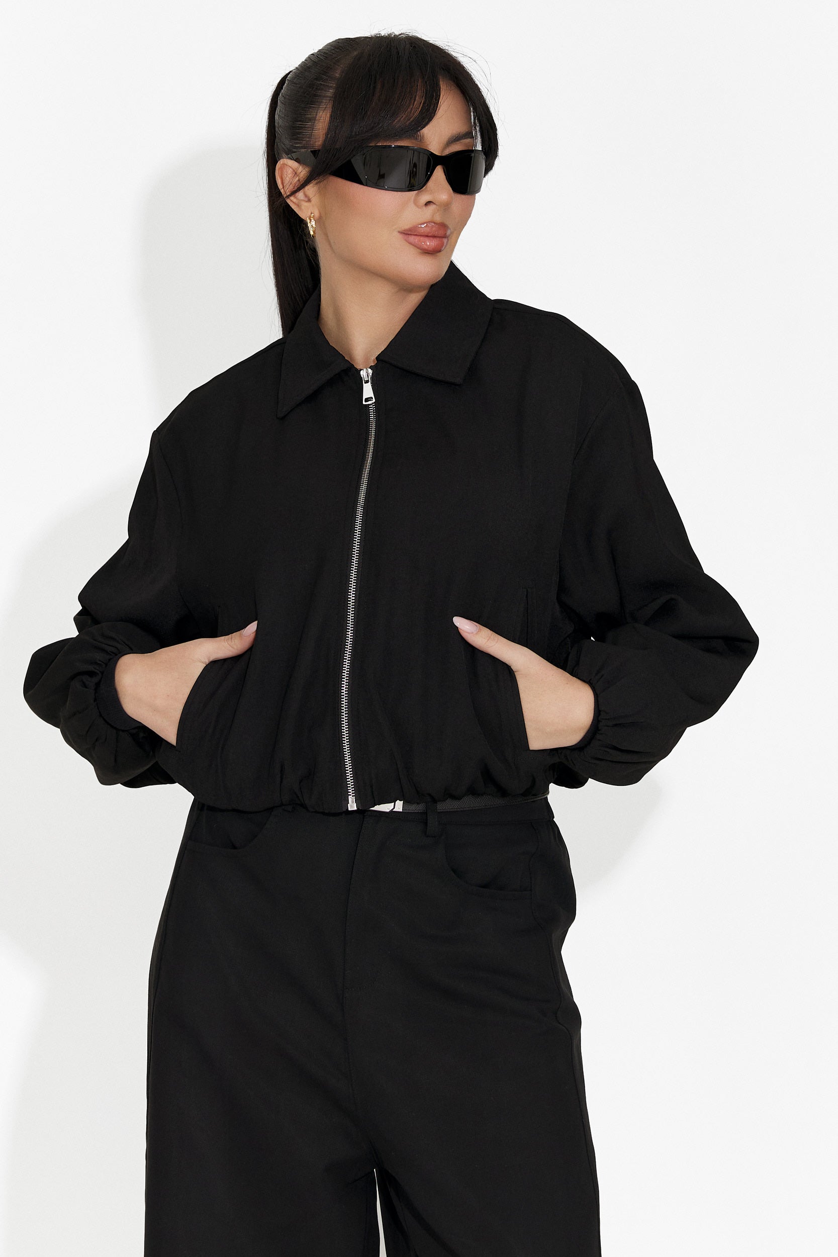 Női fekete, hétköznapi dzseki Giona Bogas