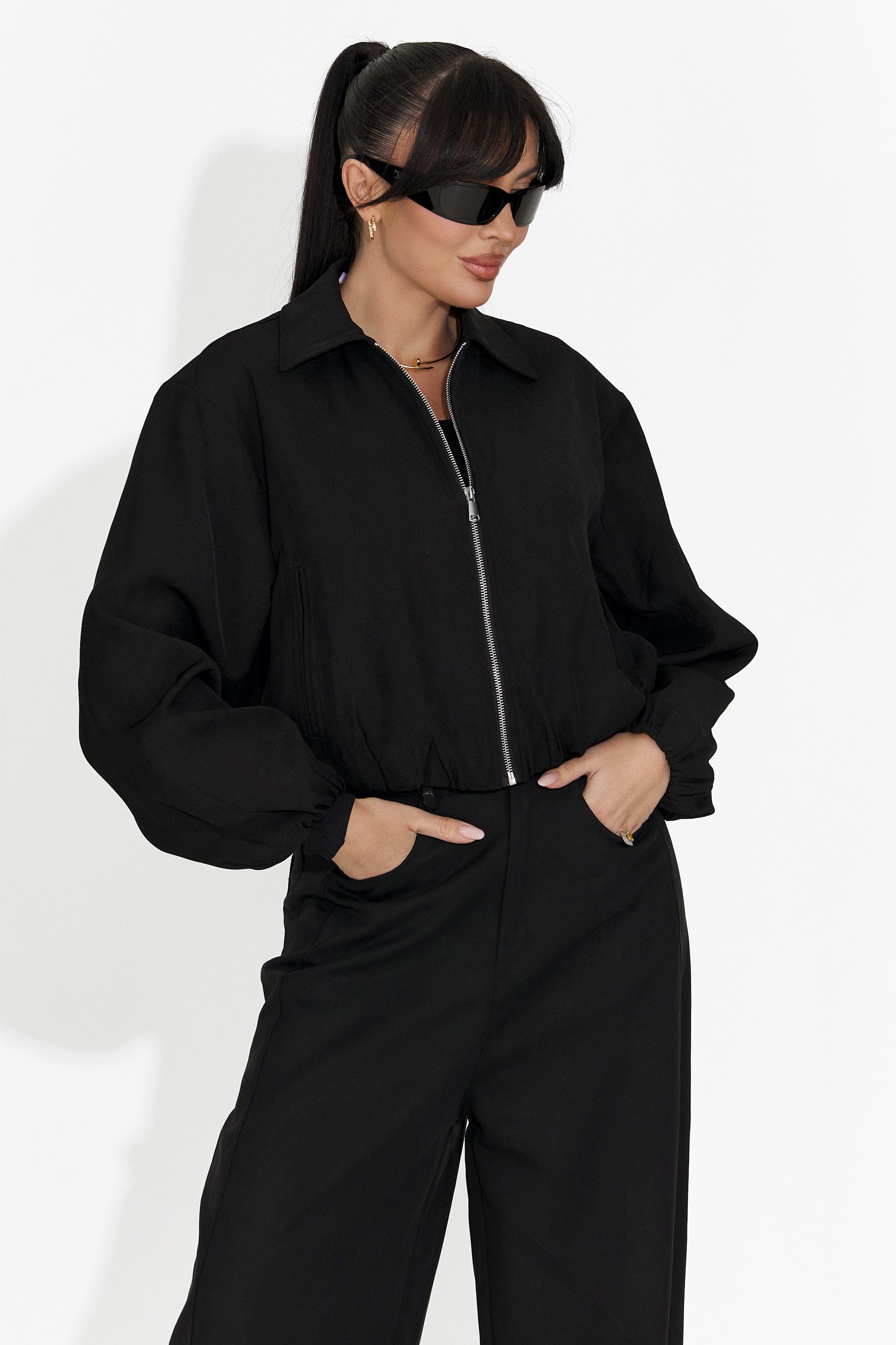 Női fekete, hétköznapi dzseki Giona Bogas