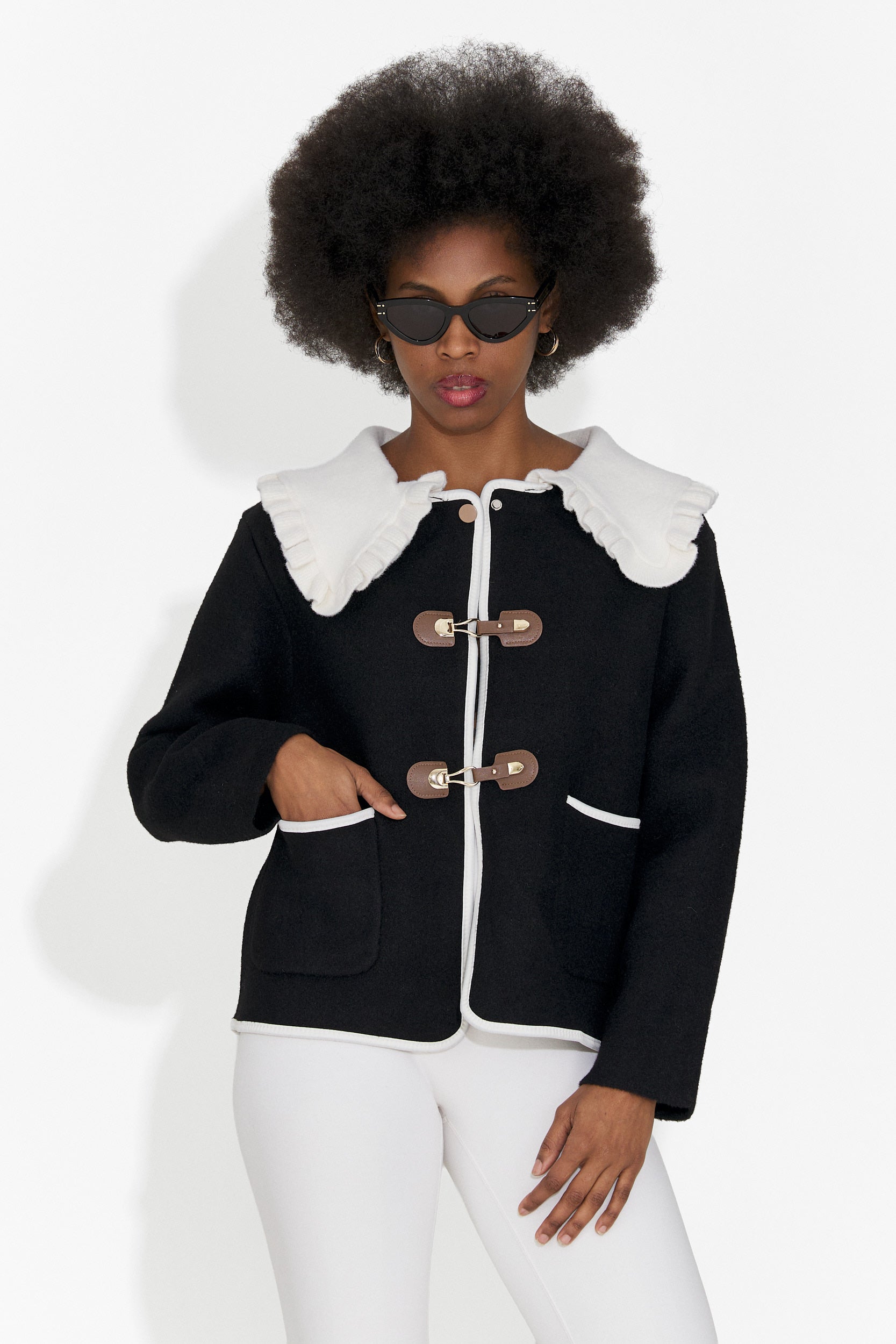 Női elegáns fekete kabát Atila Bogas