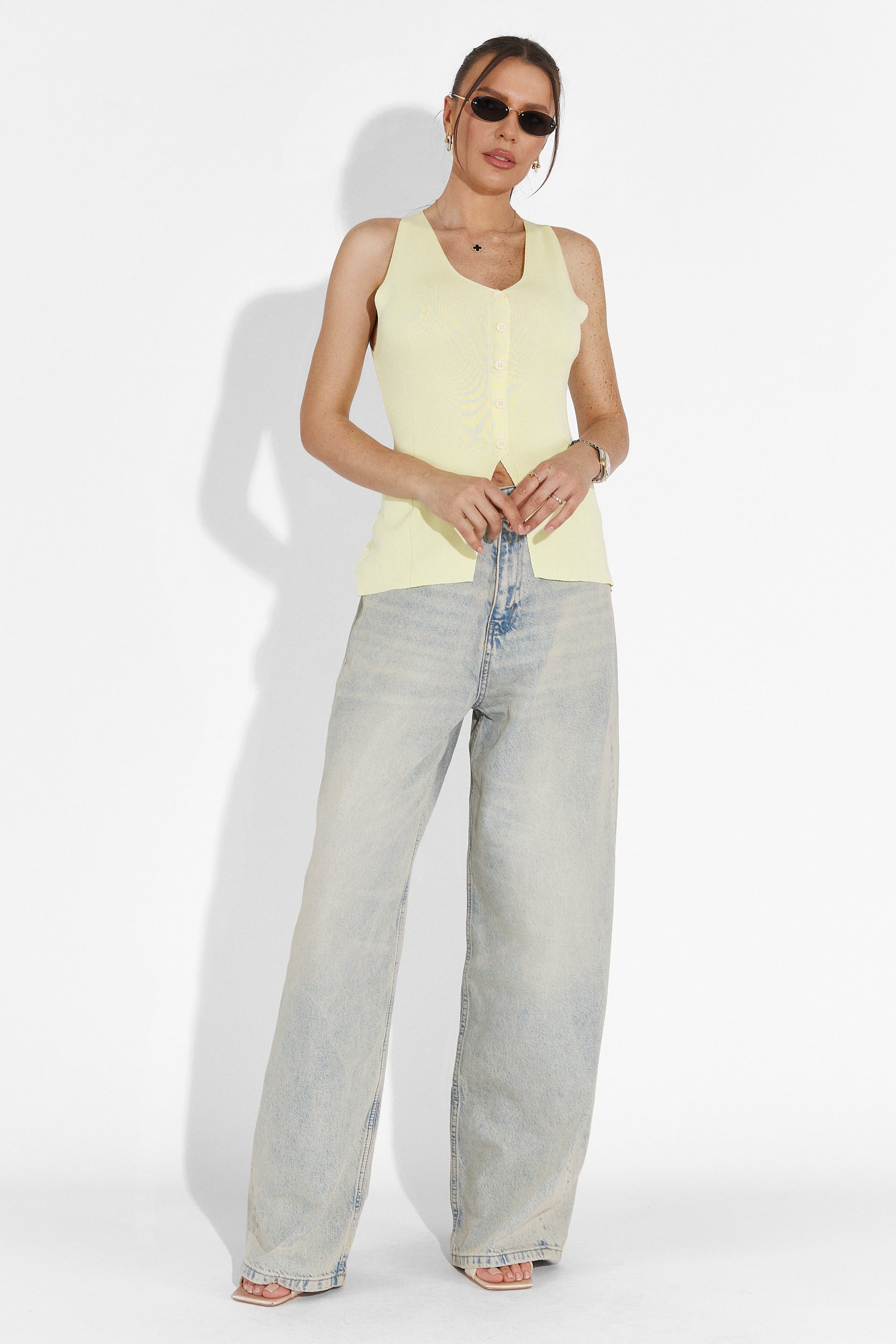 Laza sárga Cadiz Bogas női top