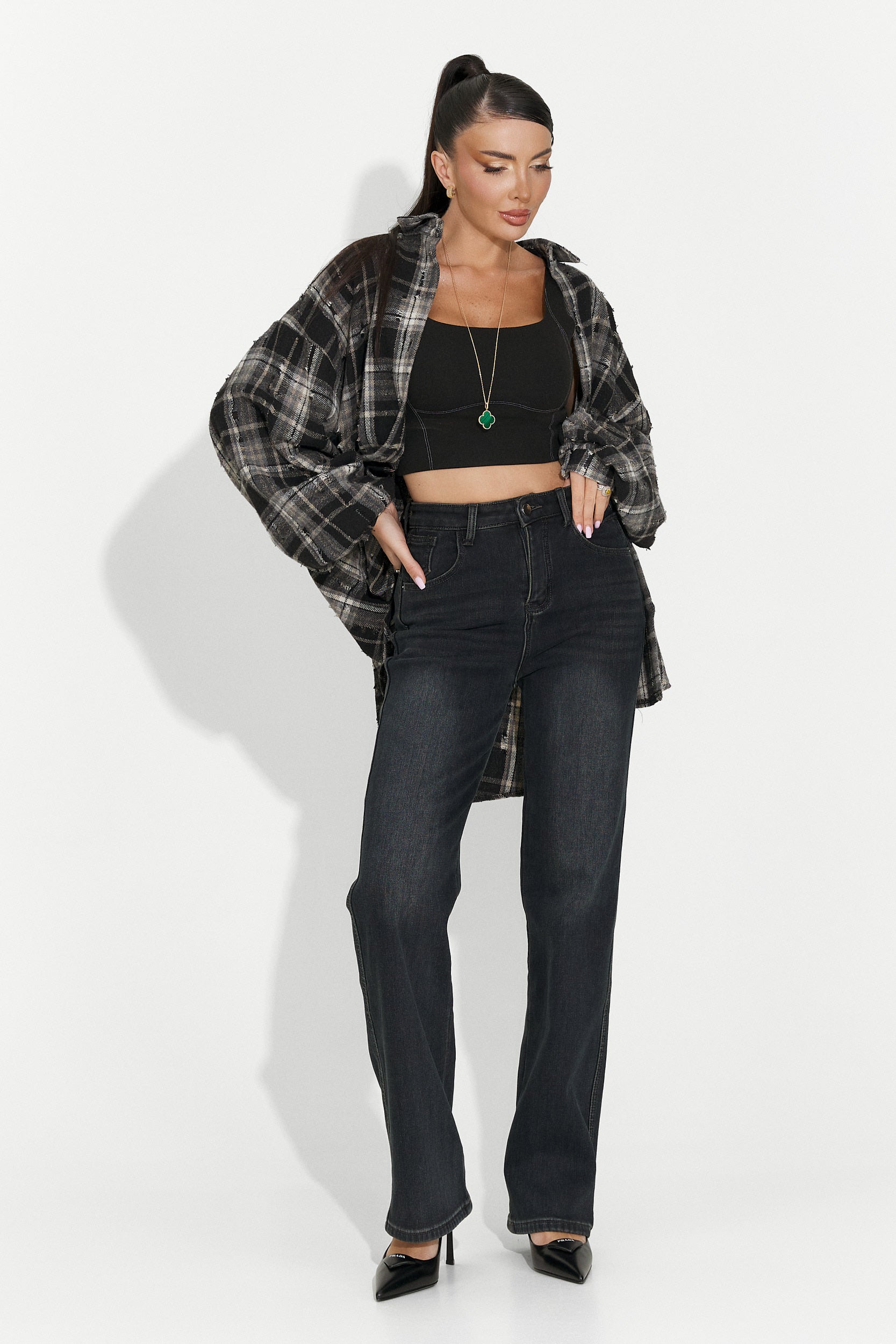 Női fekete alkalmi trikó Jasira Bogas