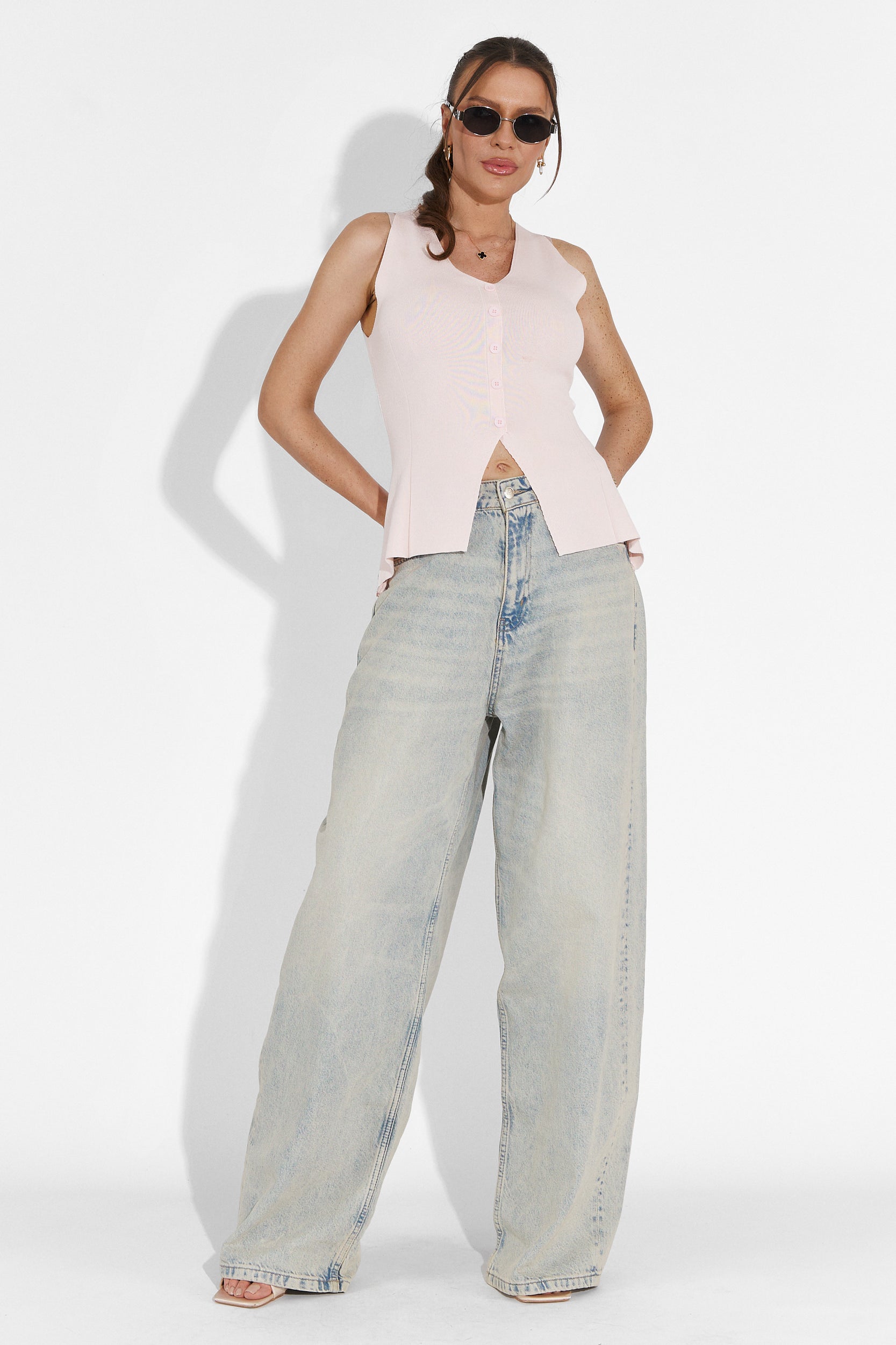 Laza rózsaszín Cadiz Bogas női top