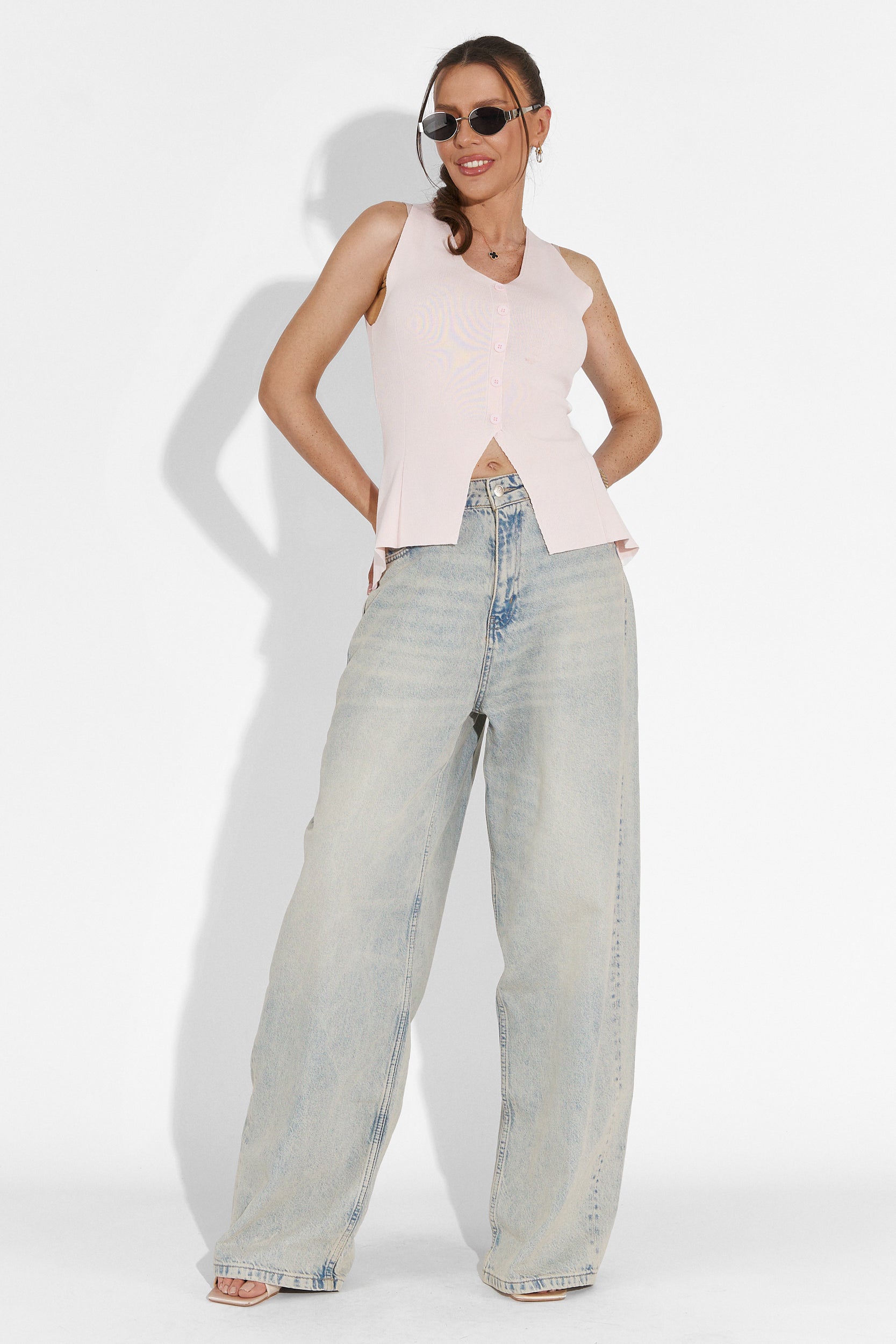 Laza rózsaszín Cadiz Bogas női top