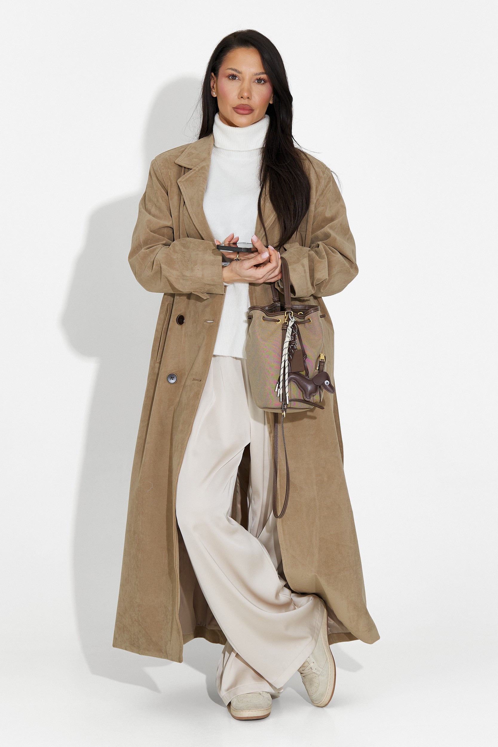 Elegáns bézs Seliora Bogas hölgykabát