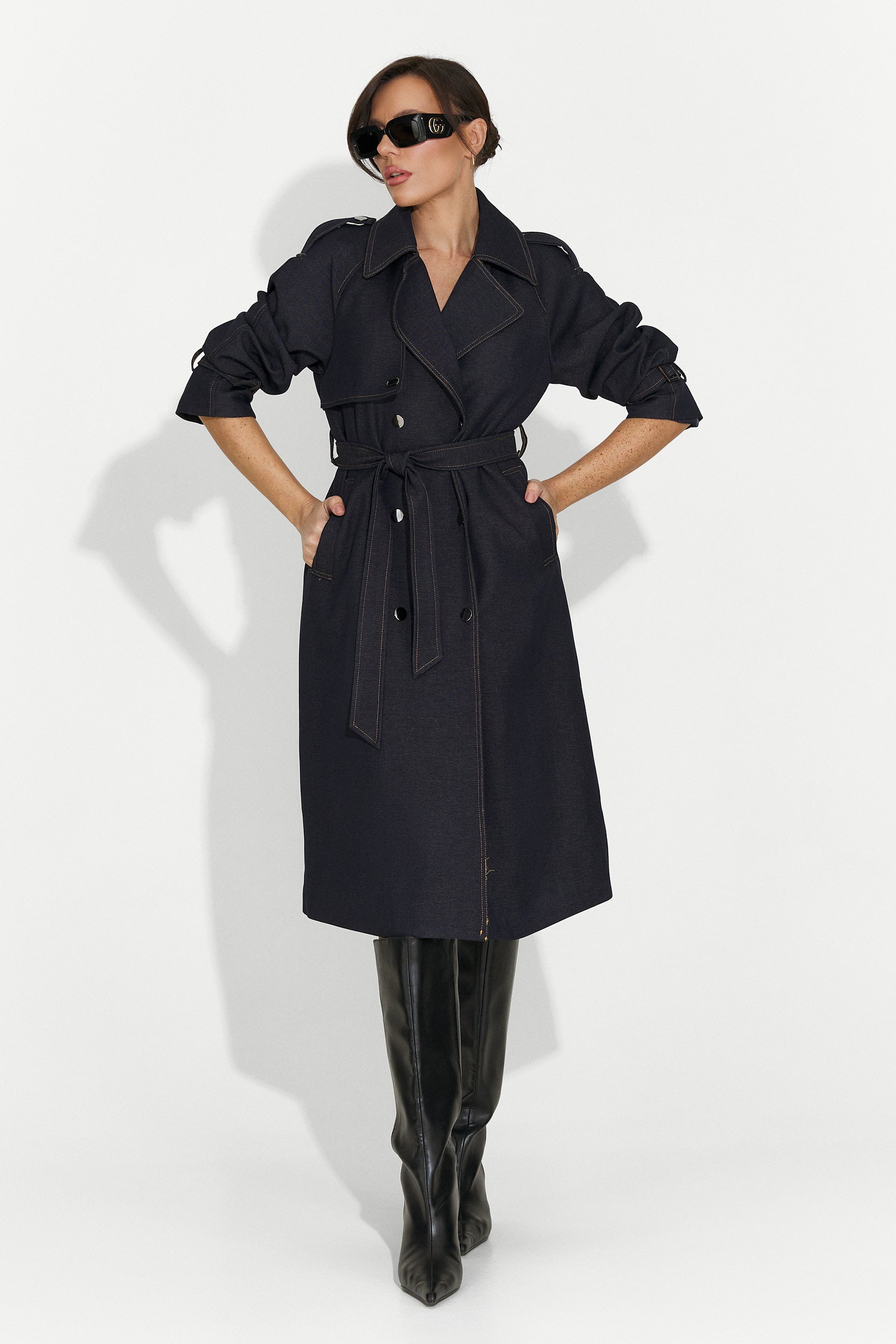 Elegáns női kabát sötétkék Nuvia Bogas