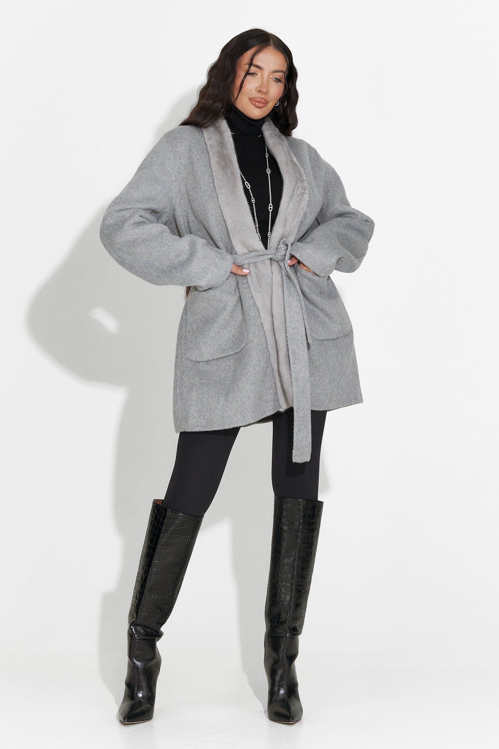 Elegáns női szürke kabát Gelira Bogas