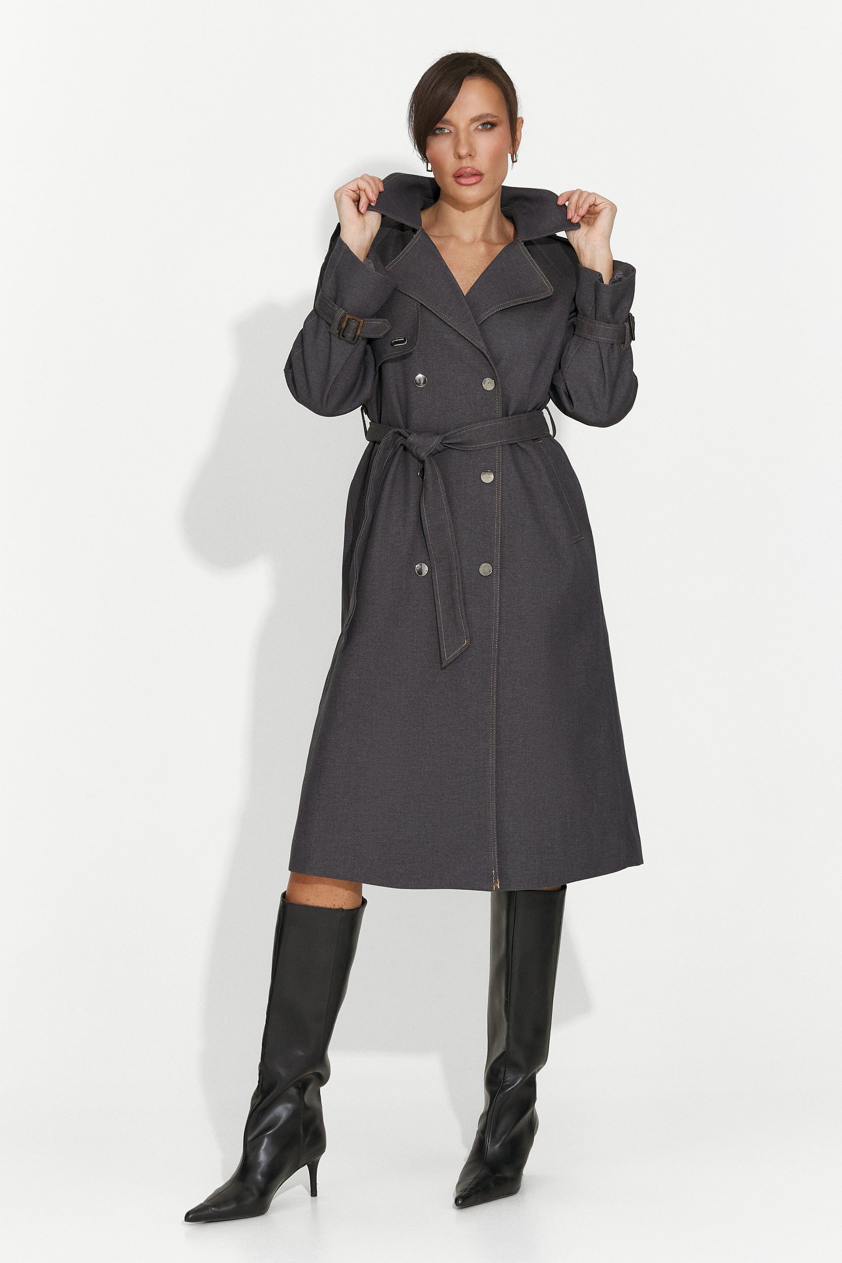 Elegáns női szürke kabát Nuvia Bogas