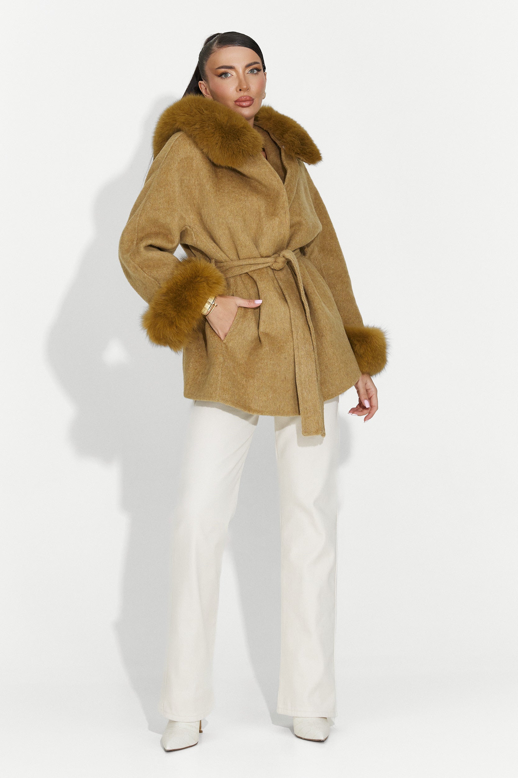 Elegáns női kabát barna Betina Bogas