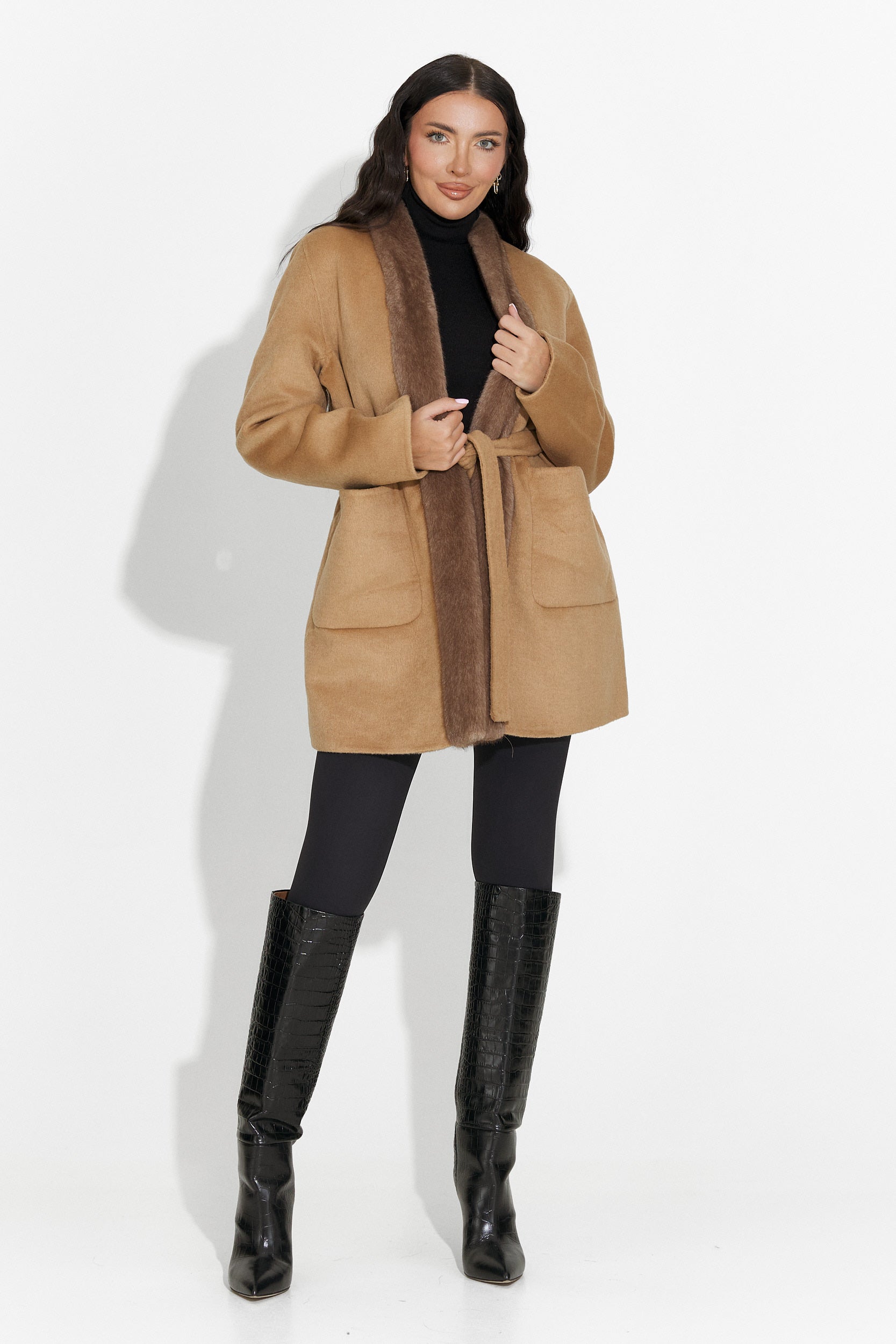 Elegáns női kabát barna Gelira Bogas