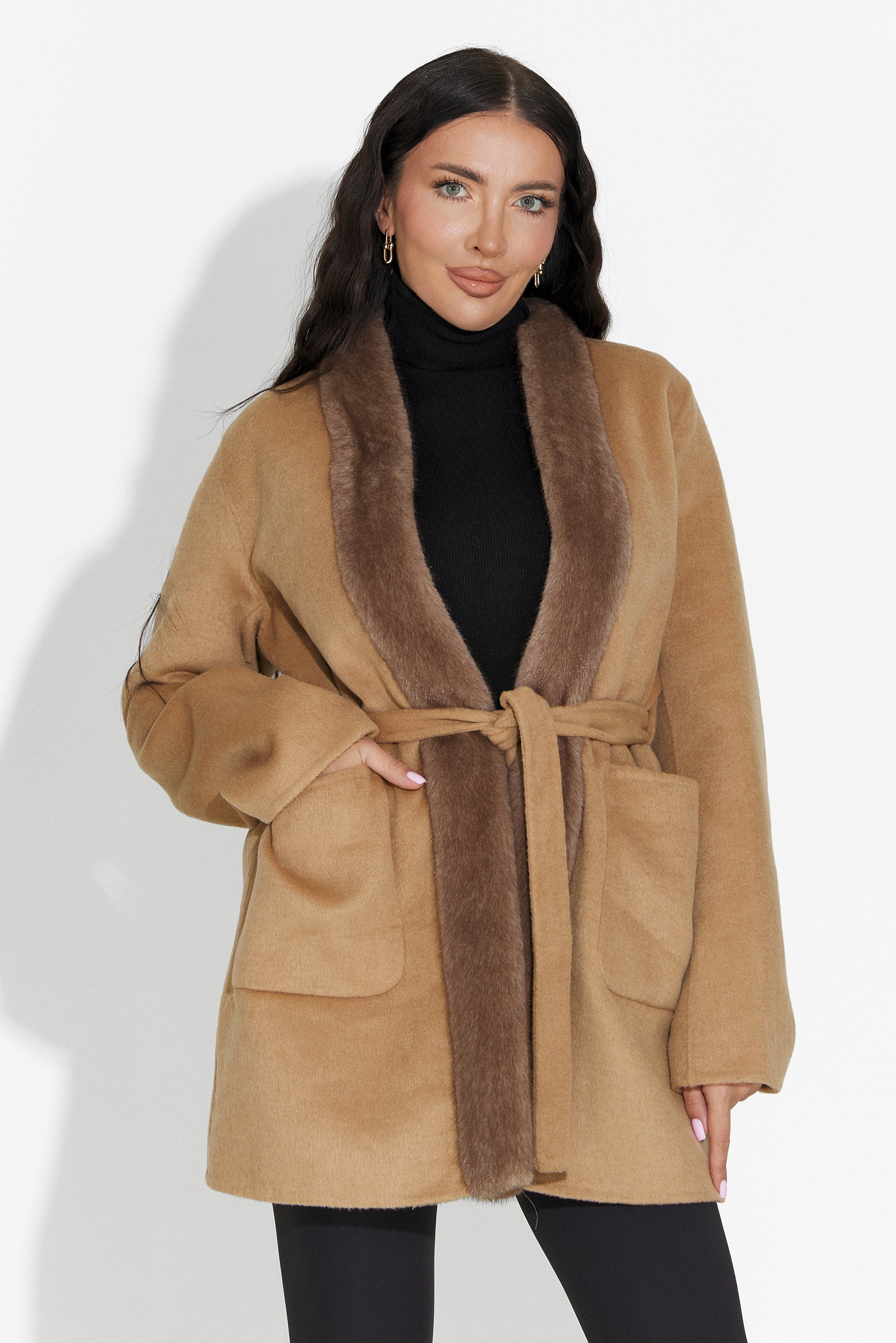 Elegáns női kabát barna Gelira Bogas