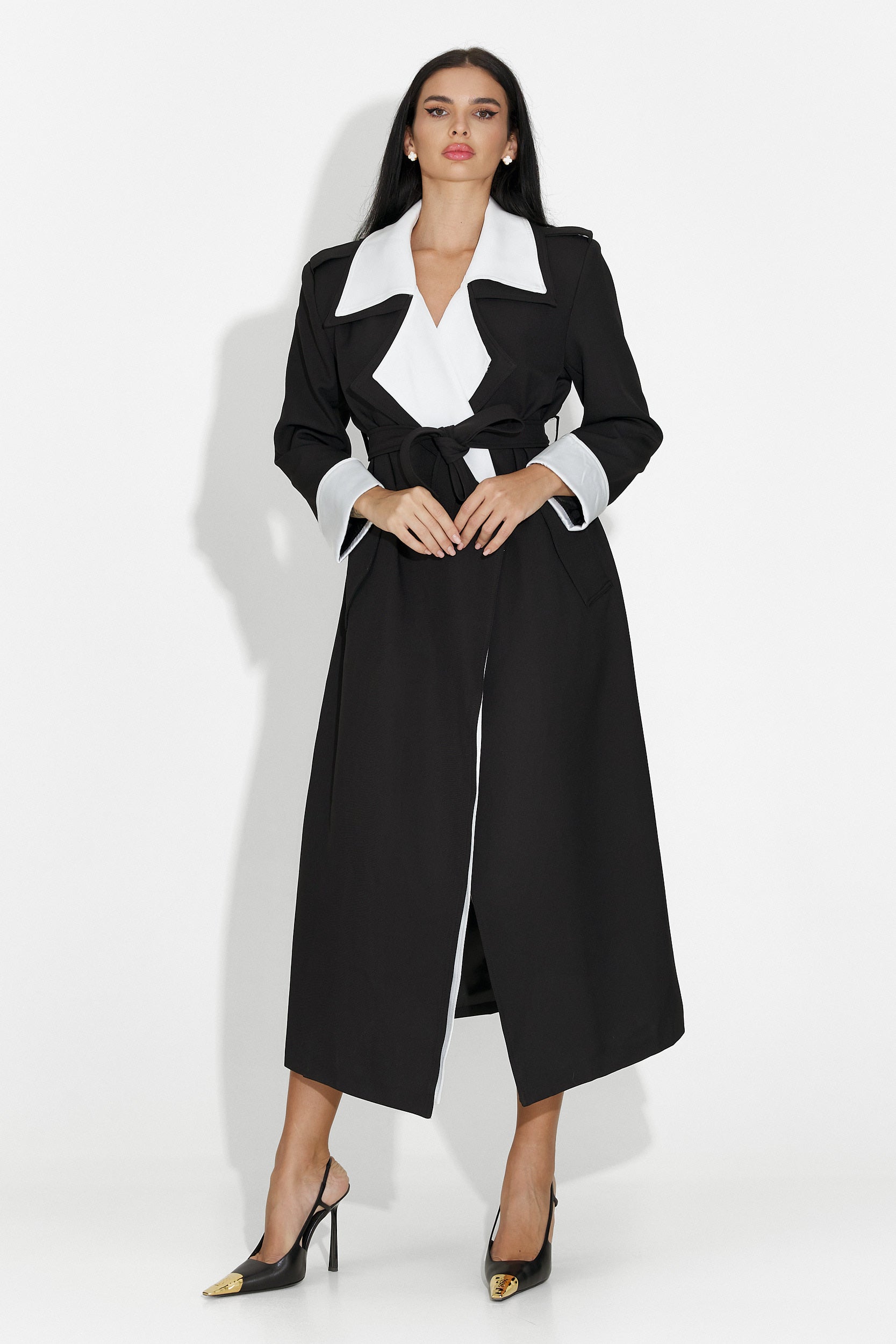 Elegáns fekete Nalira Bogas hölgykabát