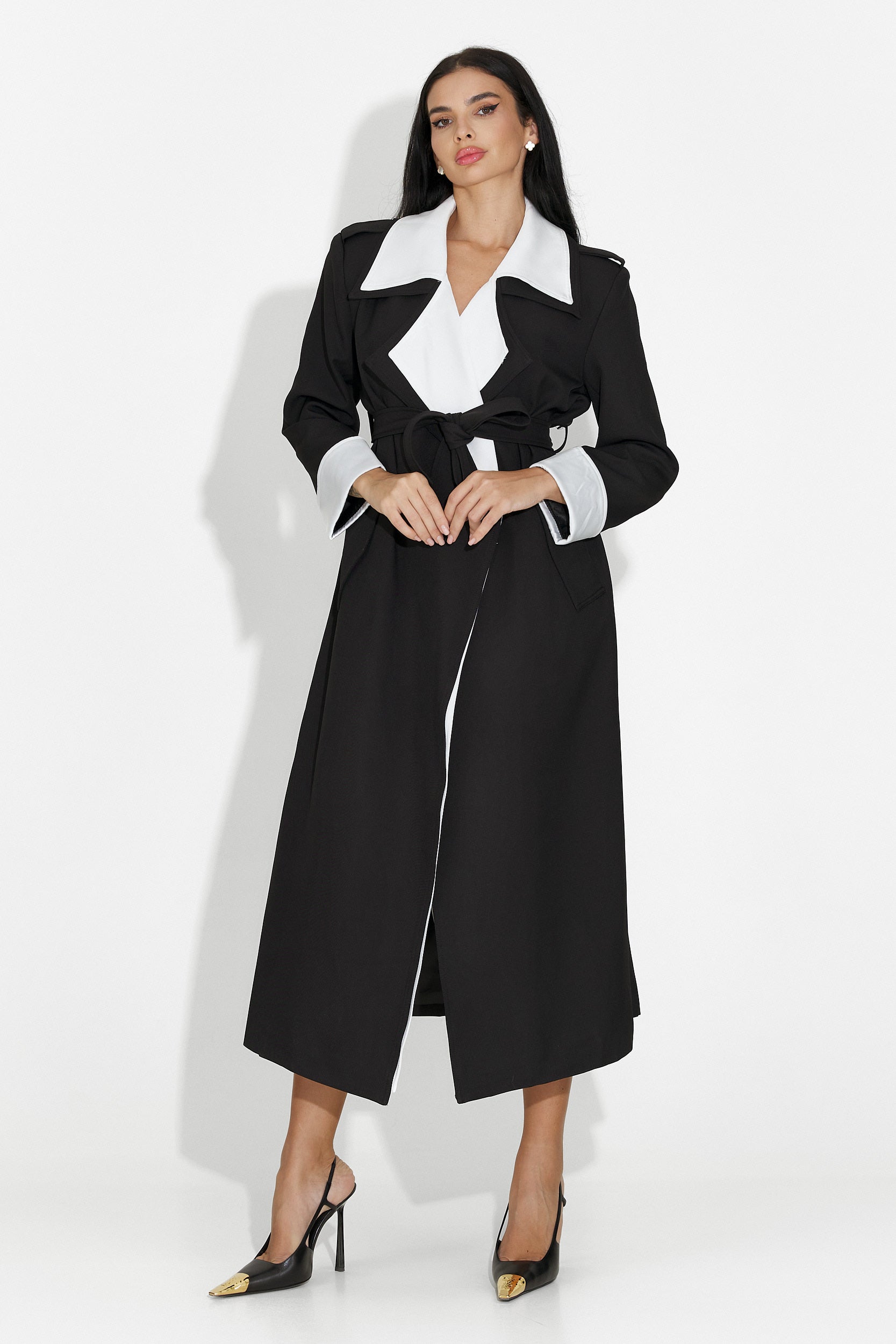 Elegáns fekete Nalira Bogas hölgykabát