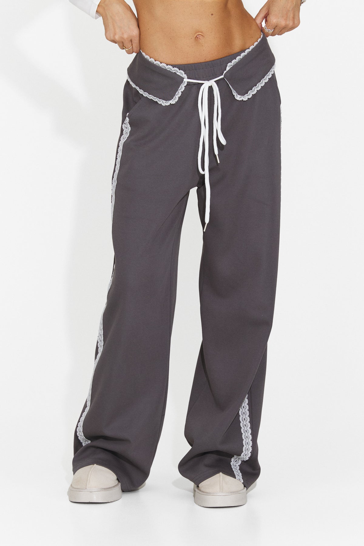 Pantaloni casual gri antracit Nulenoa Bogas