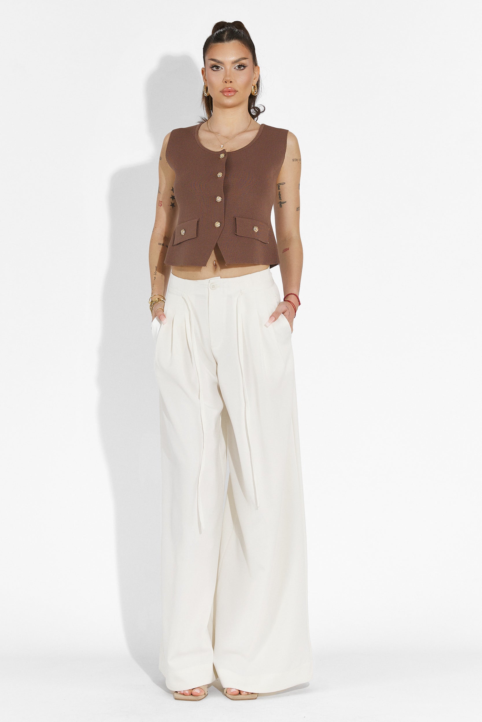 Eusebiu Bogas Fehér Hétköznapi Női Nadrág