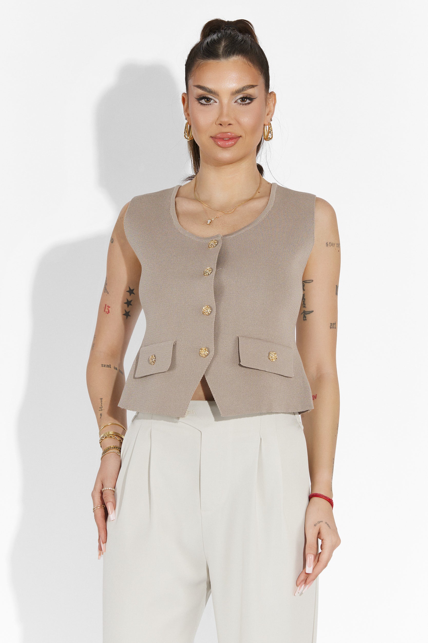 Alvaro Bogas Kényelmes Bezs Női Nadrág