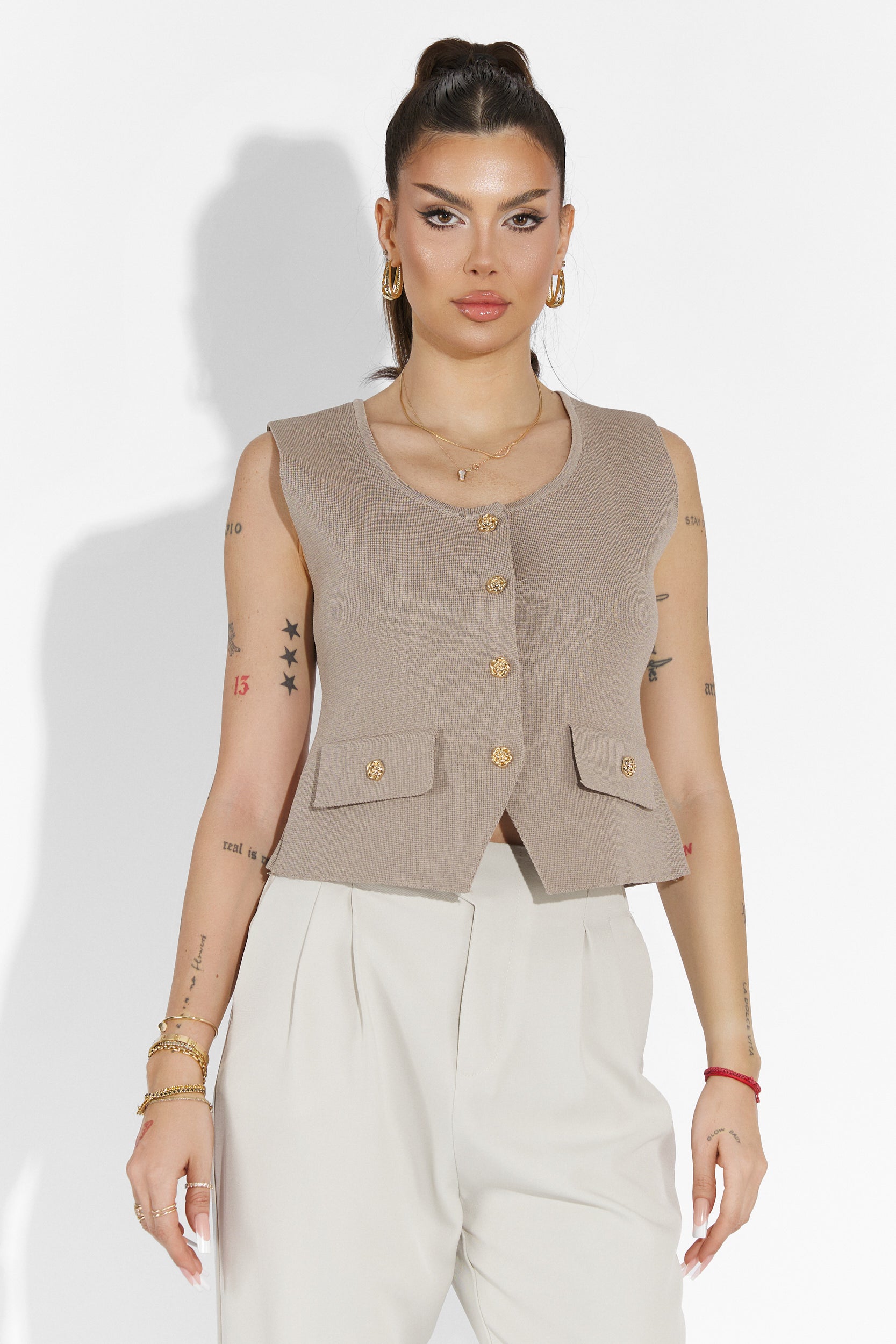 Alvaro Bogas Kényelmes Bezs Női Nadrág