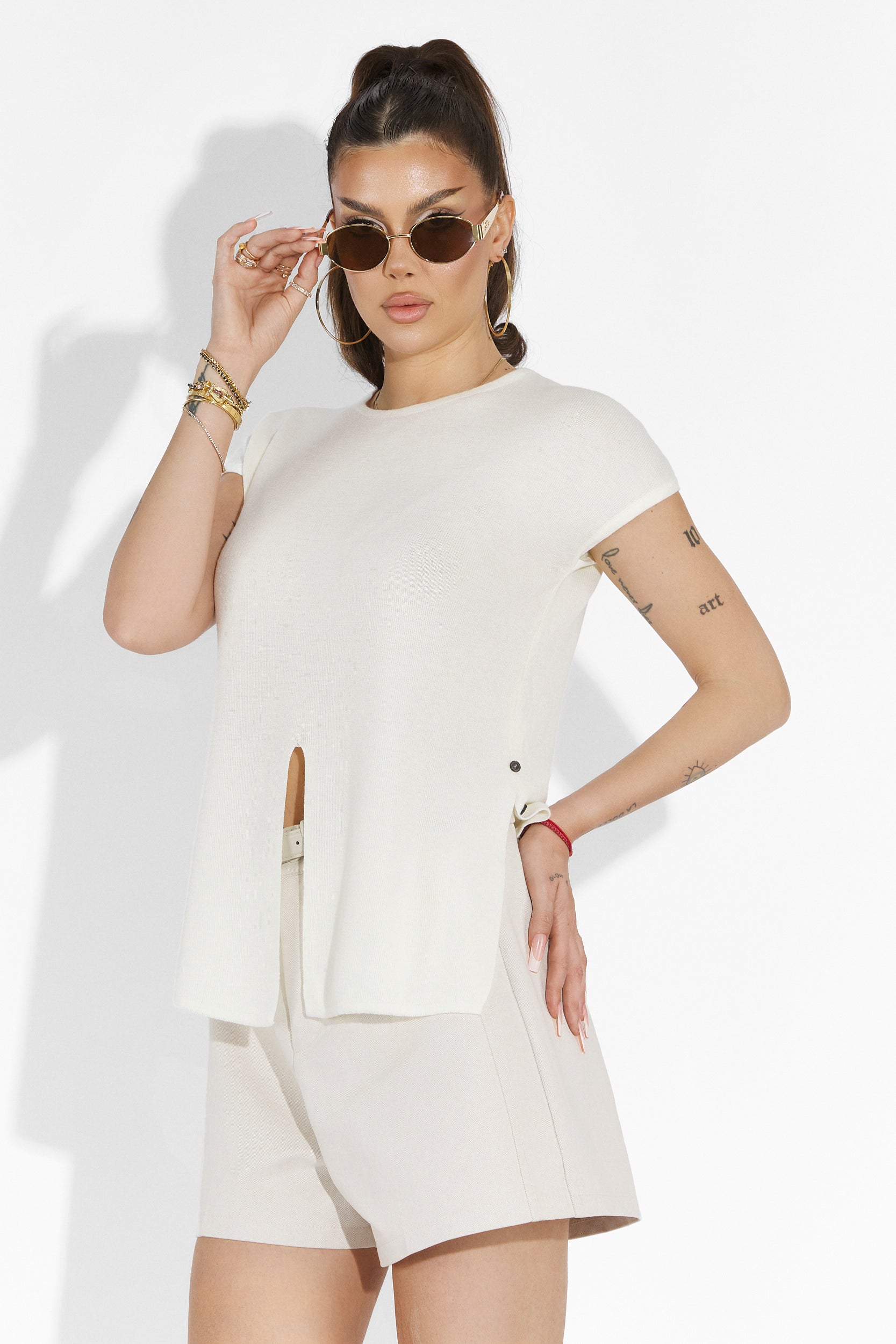 Herling Bogas Alkalmi Bezs Női Nadrág