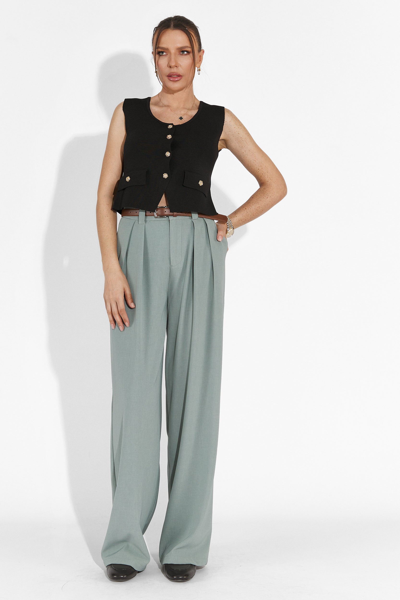 Edward Bogas Kényelmes Szürke Női Nadrág