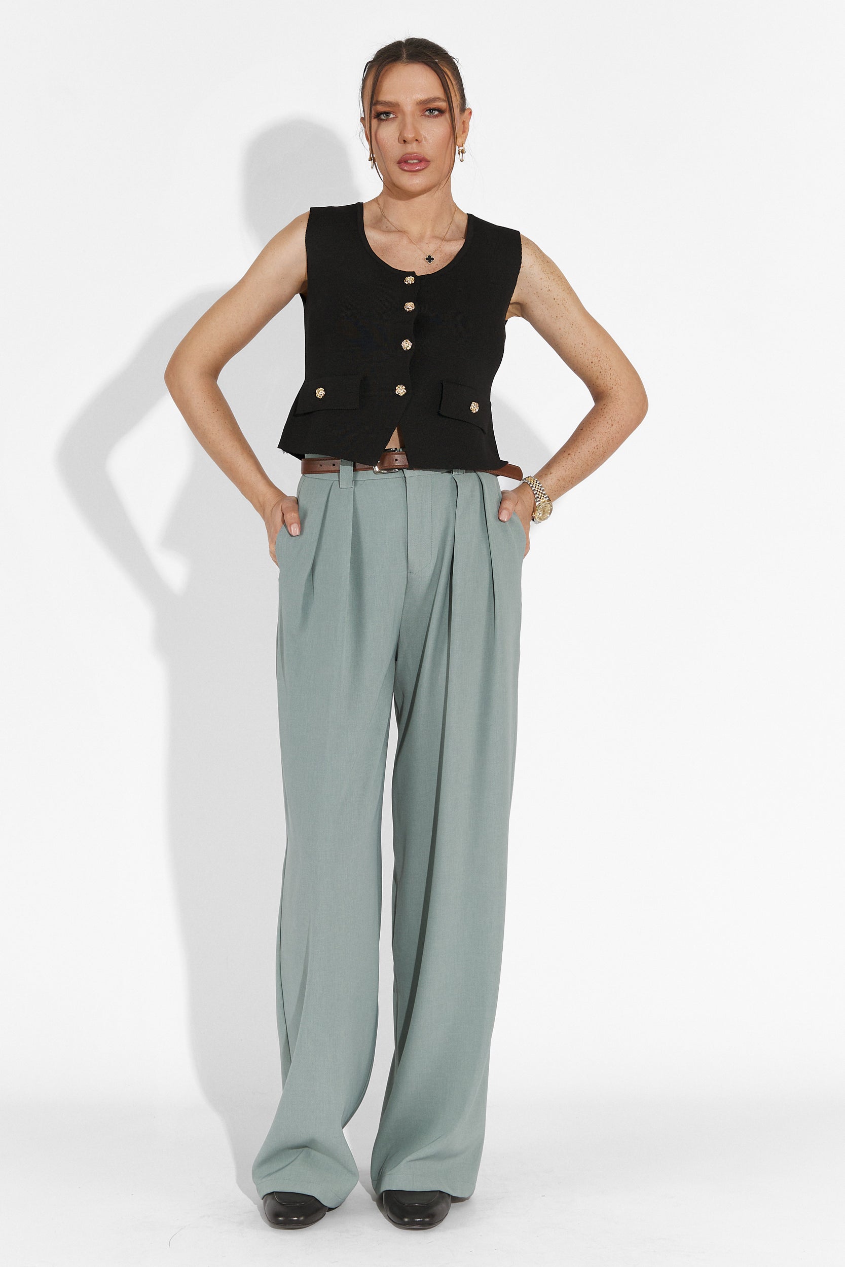 Edward Bogas Kényelmes Szürke Női Nadrág