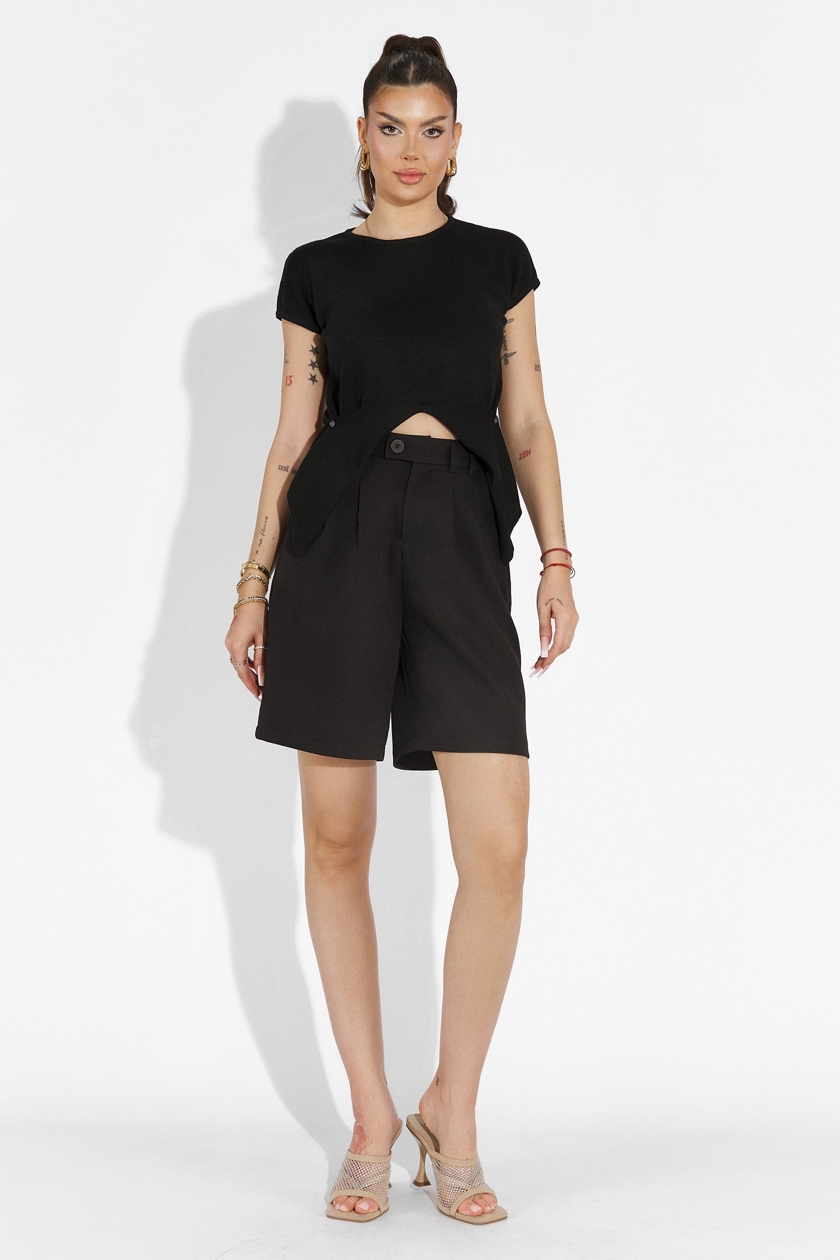 Athuro Bogas Kényelmes Fekete Női Nadrág