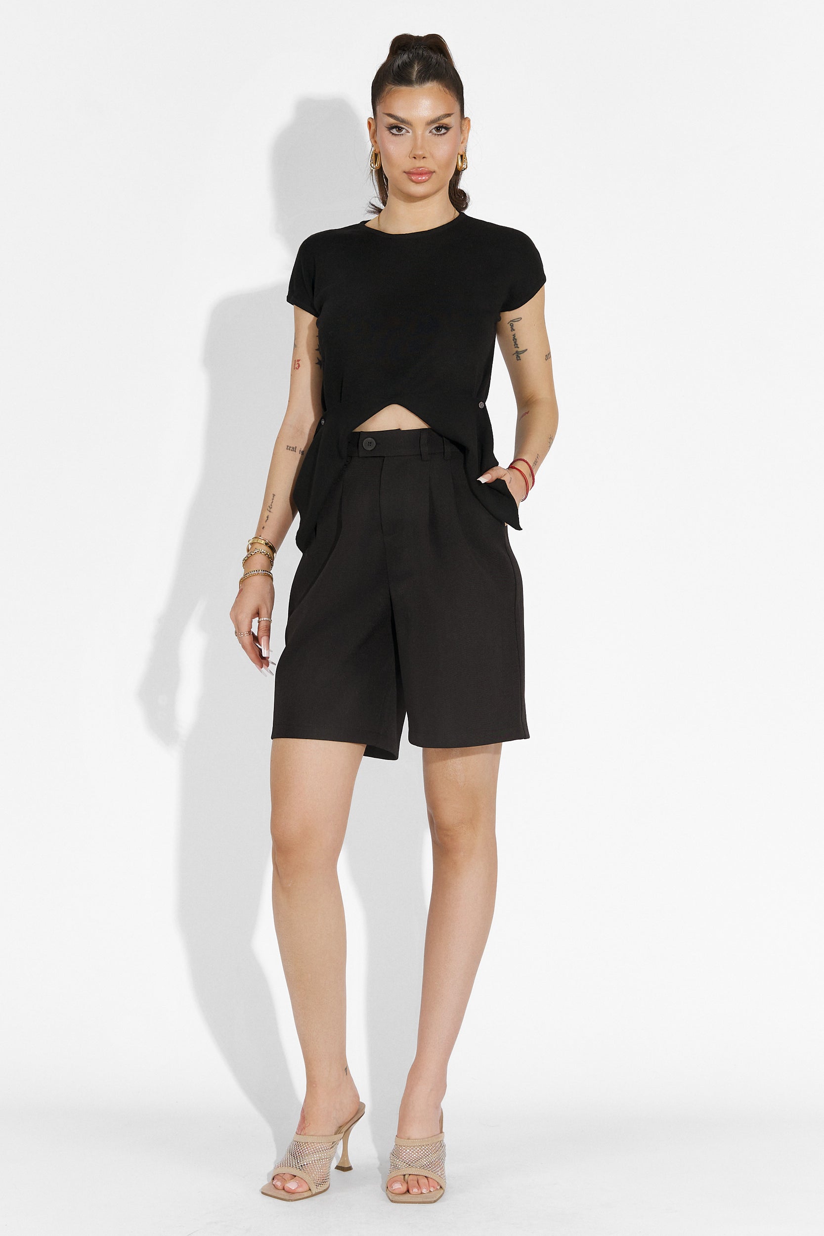 Athuro Bogas Kényelmes Fekete Női Nadrág