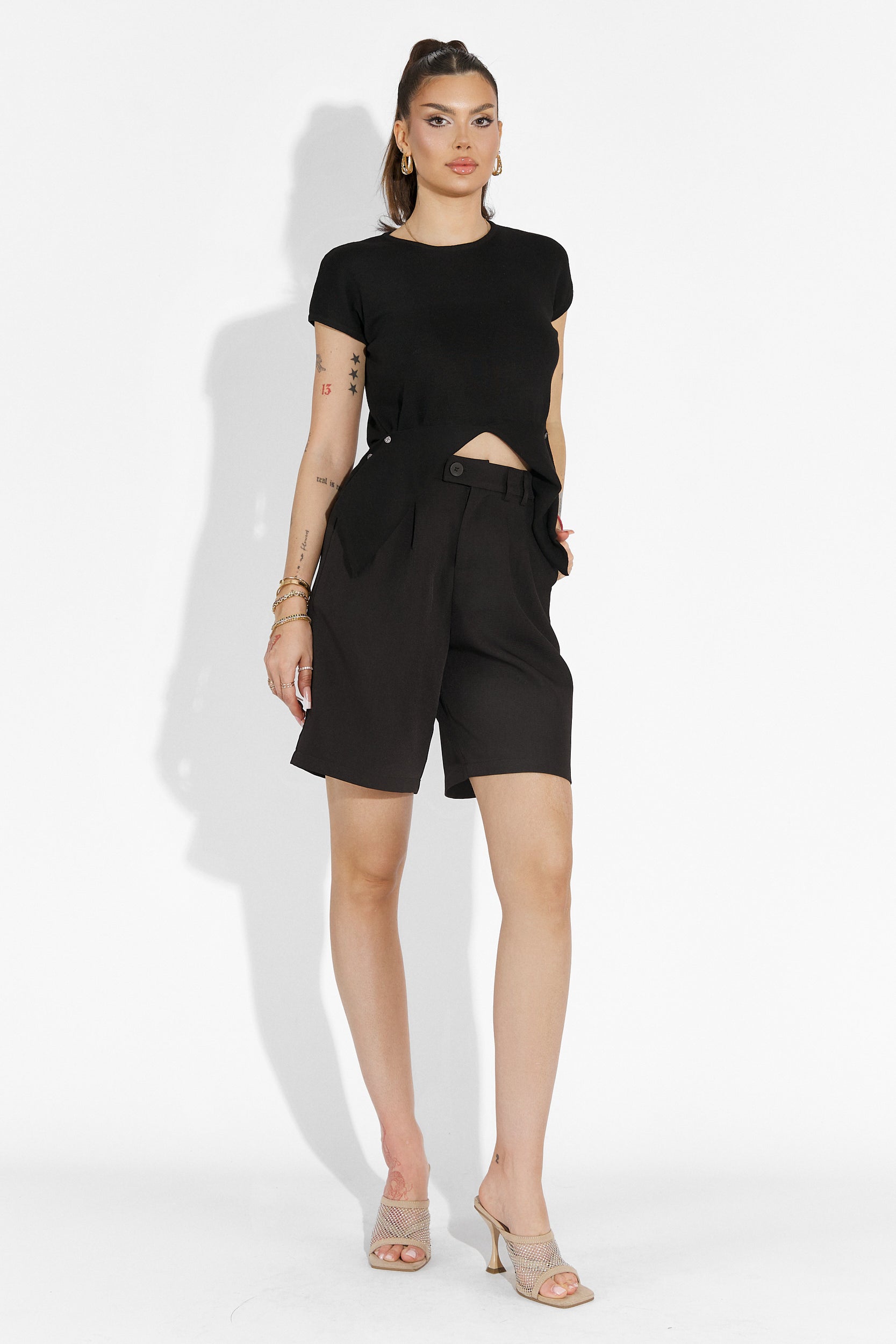 Athuro Bogas Kényelmes Fekete Női Nadrág