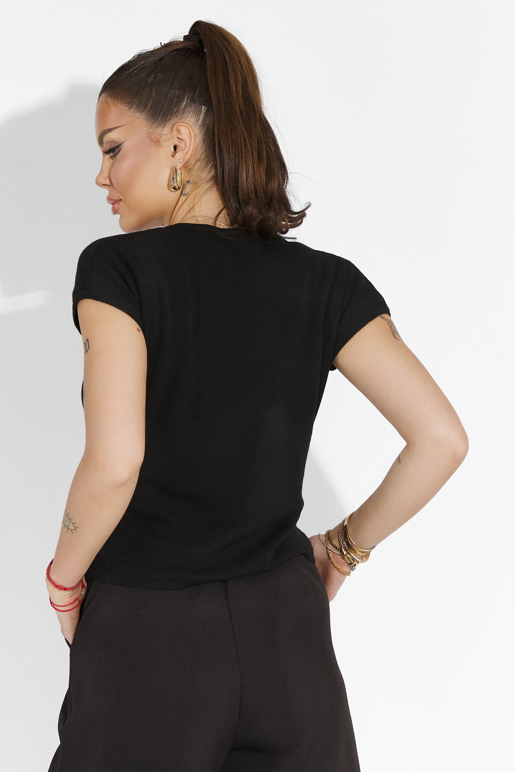 Athuro Bogas Kényelmes Fekete Női Nadrág