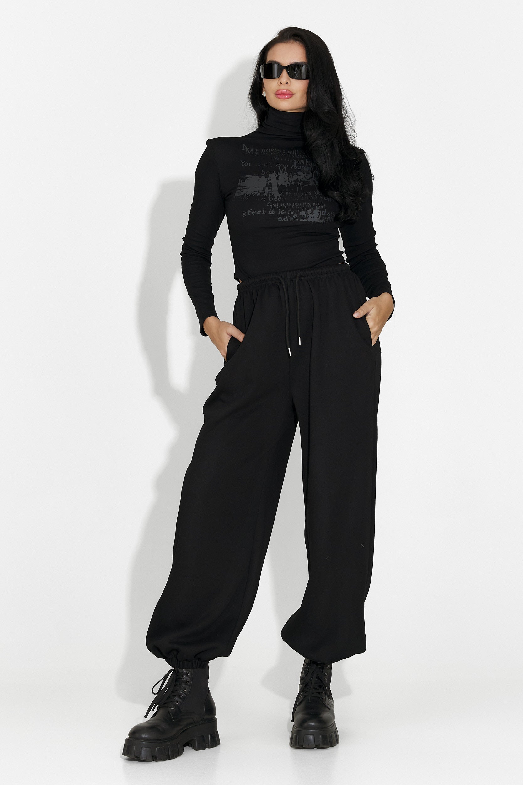 Isoria Bogas Fekete Hétköznapi Női Nadrág