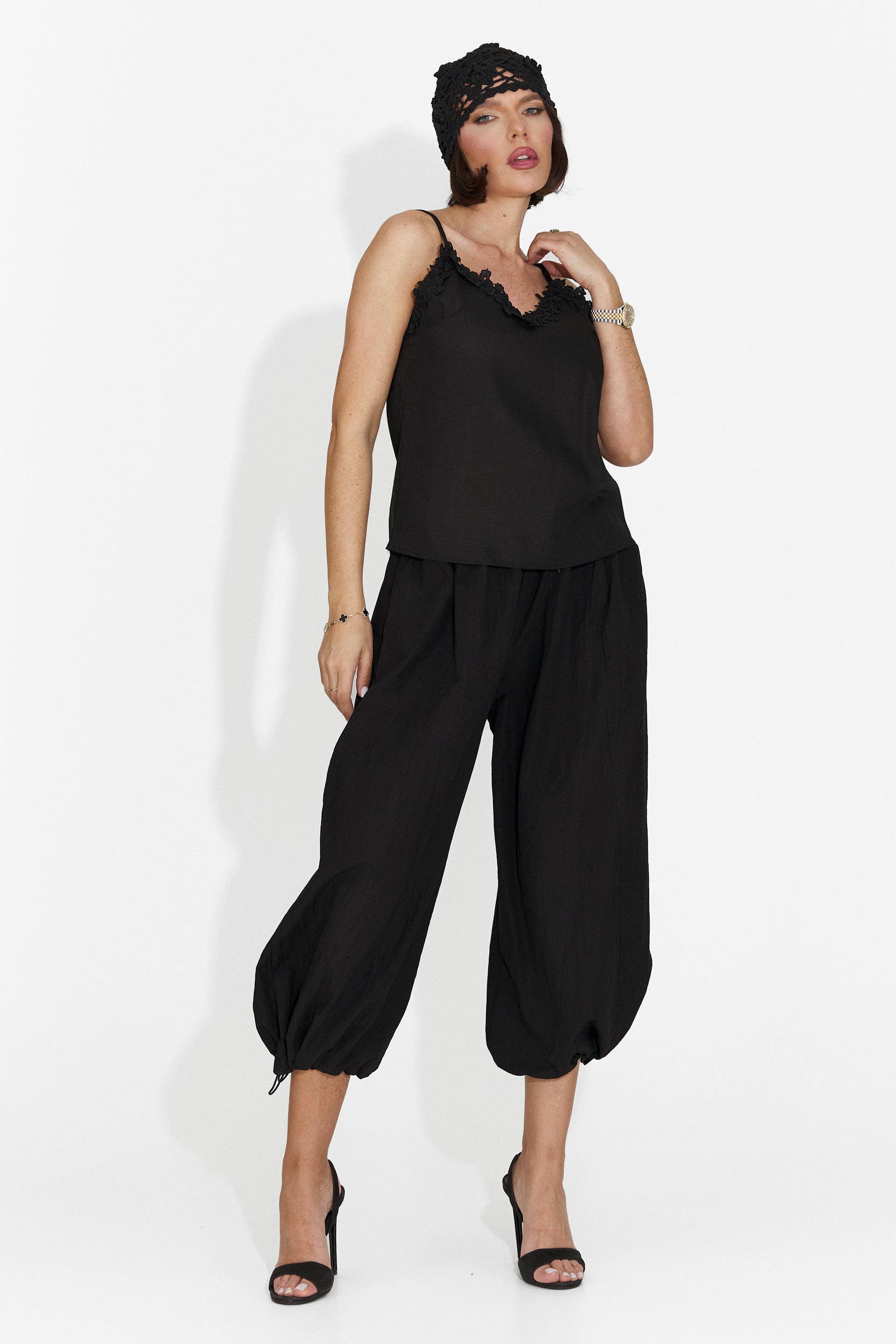 Pantaloni dama casual negri Lyhok Bogas